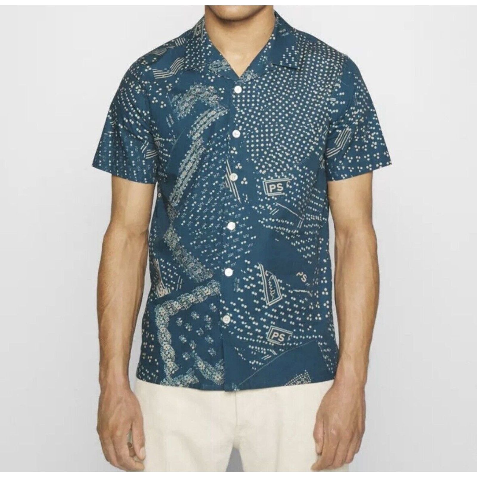 Paul Smith NWT $175 PAUL SMITH Shirt Teal Casual Resort Short Sleeve Size US M / EU 48-50 / 2 - 1 Thumbnail
