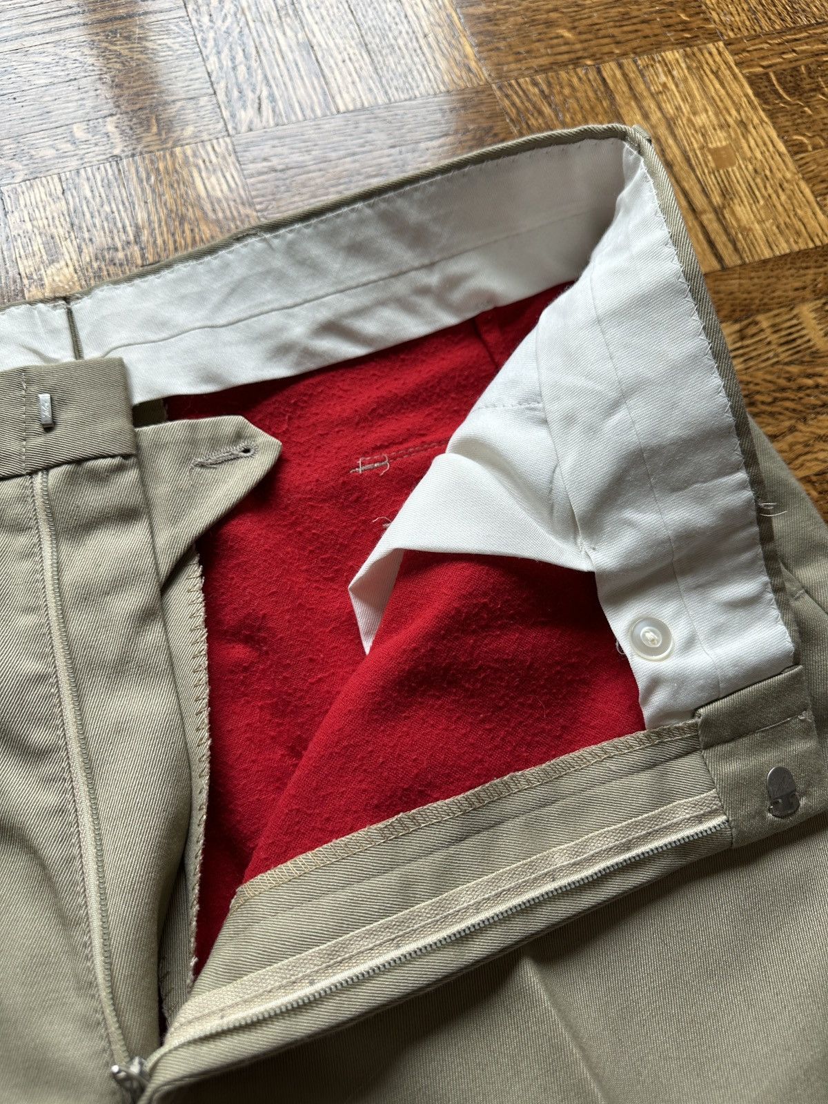 Vintage Vintage 60s Flannel Lined Khaki Trousers Pants Size US 36 / EU 52 - 7 Thumbnail