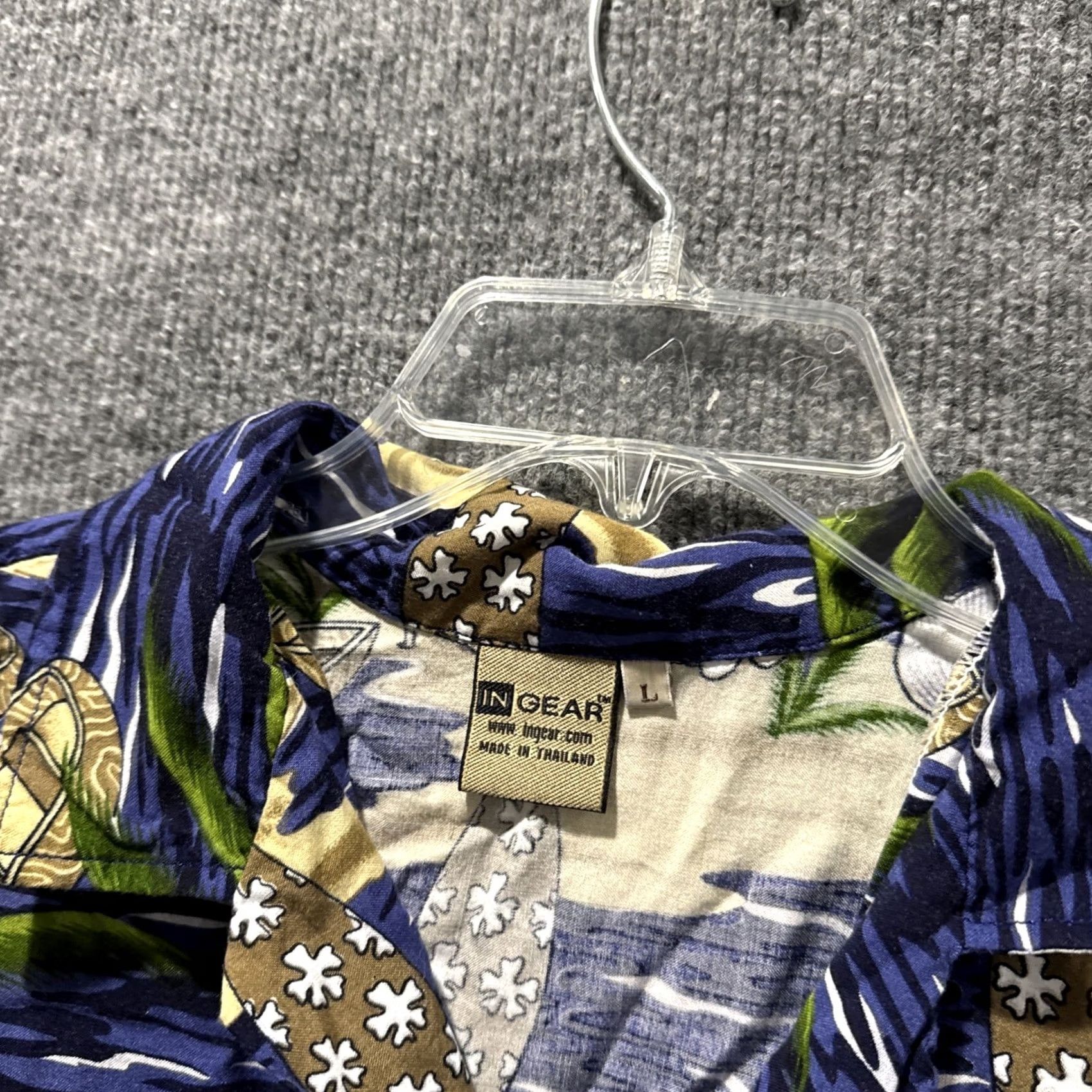 Vintage In Gear Button Up Shirt Men's Size Large L Ocean Blue Waves Surf Board T-Shirt Size US L / EU 52-54 / 3 - 3 Thumbnail