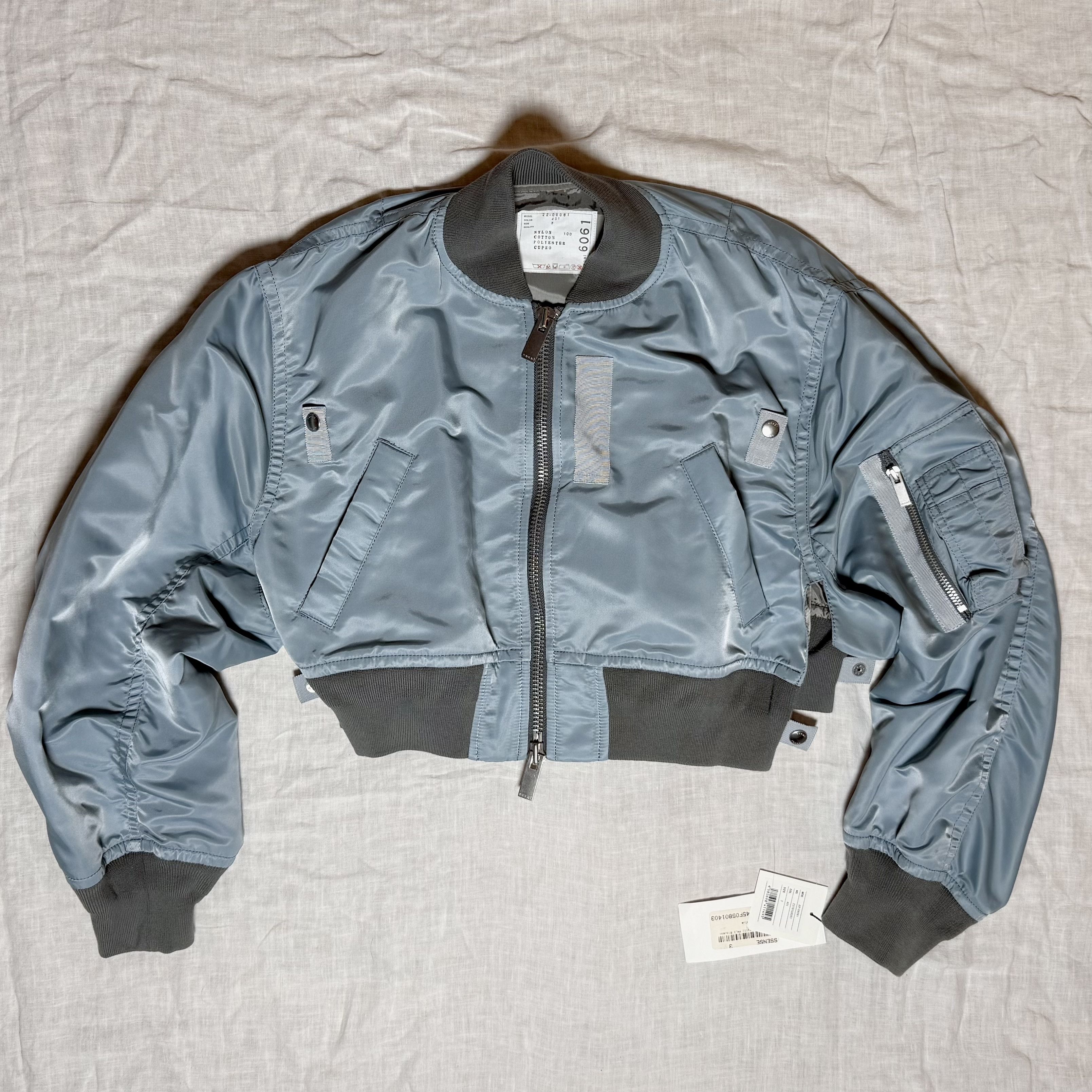 Sacai Sacai Light Blue Nylon Cropped Bomber Size M / US 6-8 / IT 42-44 - 1 Thumbnail