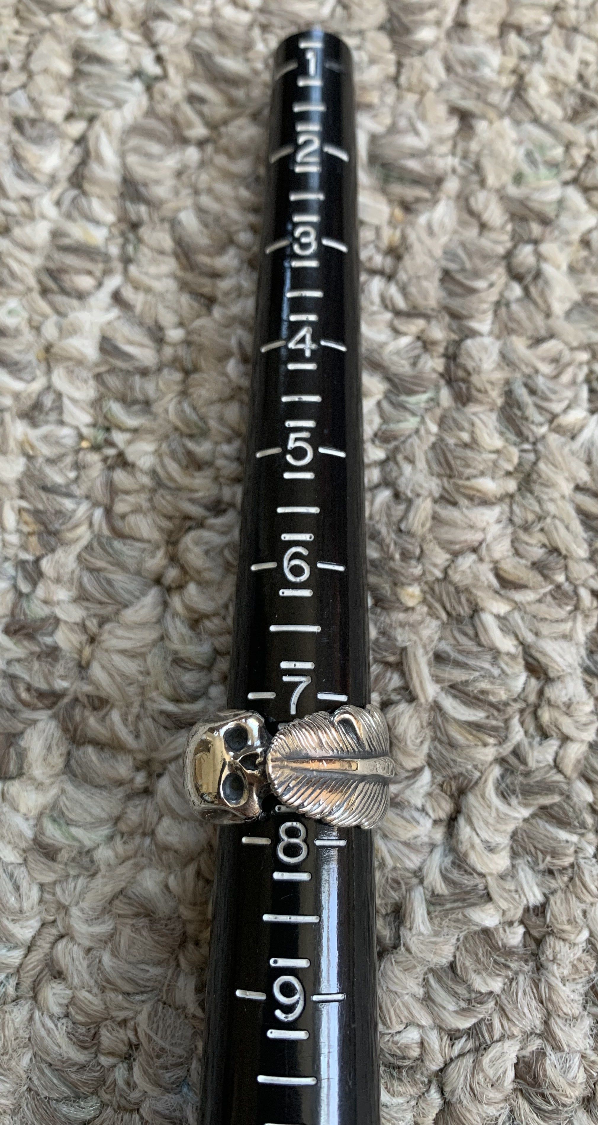 Number (N)ine SS04 Number (N)ine Silver Skull and Feather Ring Size ONE SIZE - 9 Thumbnail