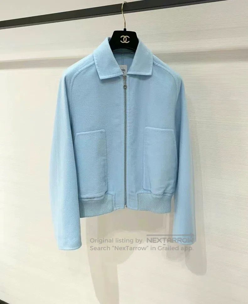 Hermes Hermes Lake Blue Zipper Cashmere Jacket, Loose Fit Size XXS / US 00 / IT 34 - 1 Thumbnail