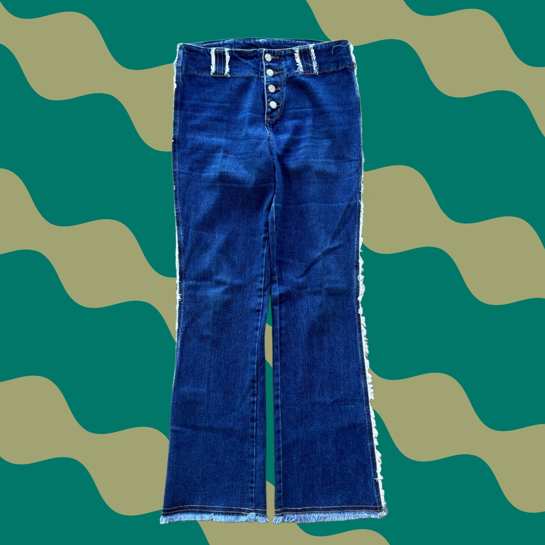 Swatch VINTAGE Y2K Watch La Dark Wash Raw Hem Wide Leg Flare Denim Jeans Women’s 29 Women’s Jeans 29 Blue Flared Wide Leg Denim Jeans Mens Womens Size 29" - 1 Thumbnail