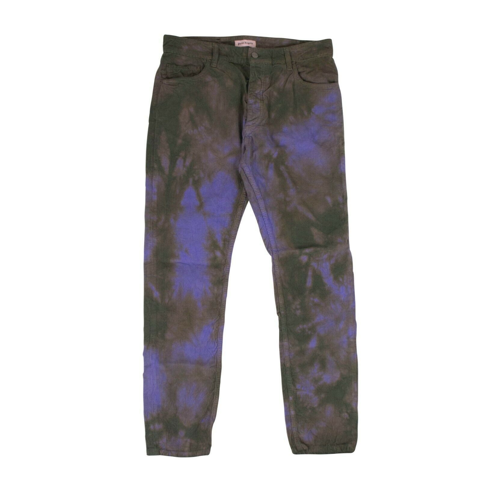 image of Palm Angels Gray/purple Denim Corduroy 'tie-Dye' Pants Size 32, Men's