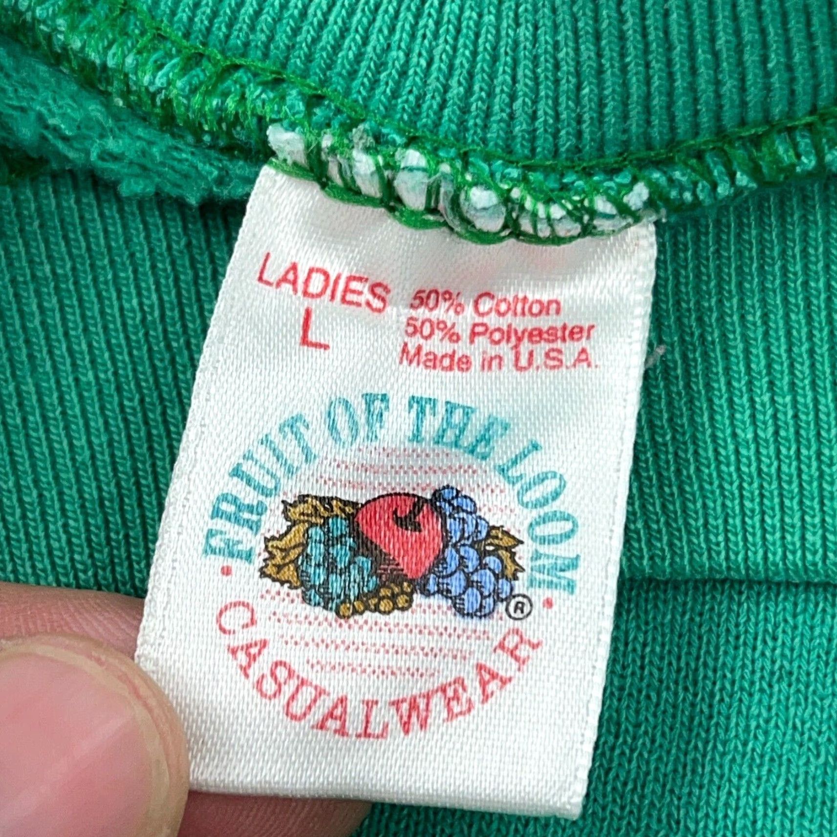 Fruit Of The Loom VINTAGE Betty Boop Sweatshirt Women L Green Crew Neck Sweater 90s USA Gym Nike? Size L / US 10 / IT 46 - 5 Thumbnail
