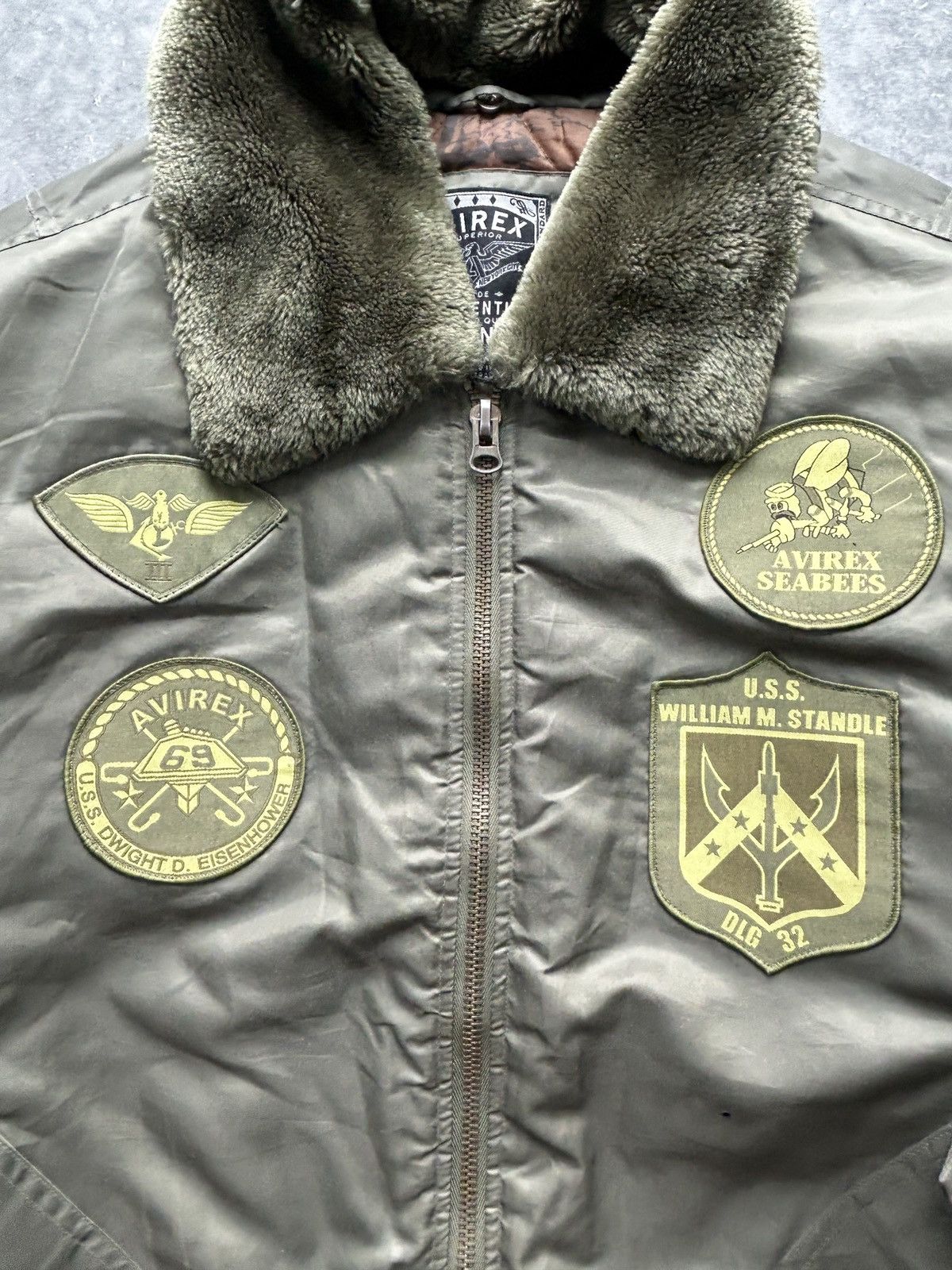 Avirex Vintage Y2K Avirex Bomber Jacket Olive Green Size US XXL / EU 58 / 5 - 2 Thumbnail