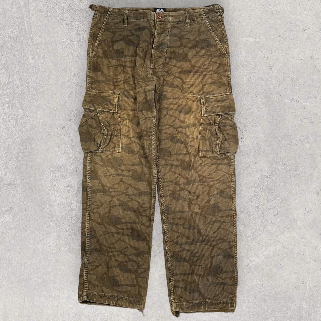 image of Stussy Vintage Camo Corduroy Cargo Trousers in Khaki, Men's (Size 36)