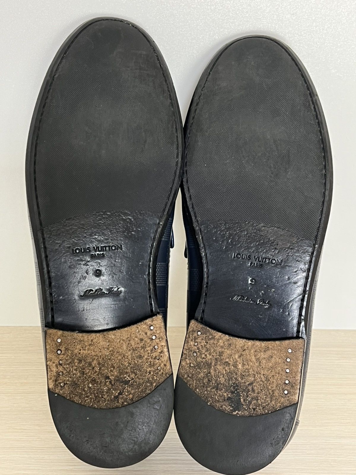 Louis Vuitton Louis Vuitton Damier Embossed Leather Penny Loafers Blue 10 Size US 10 / EU 43 - 18 Thumbnail