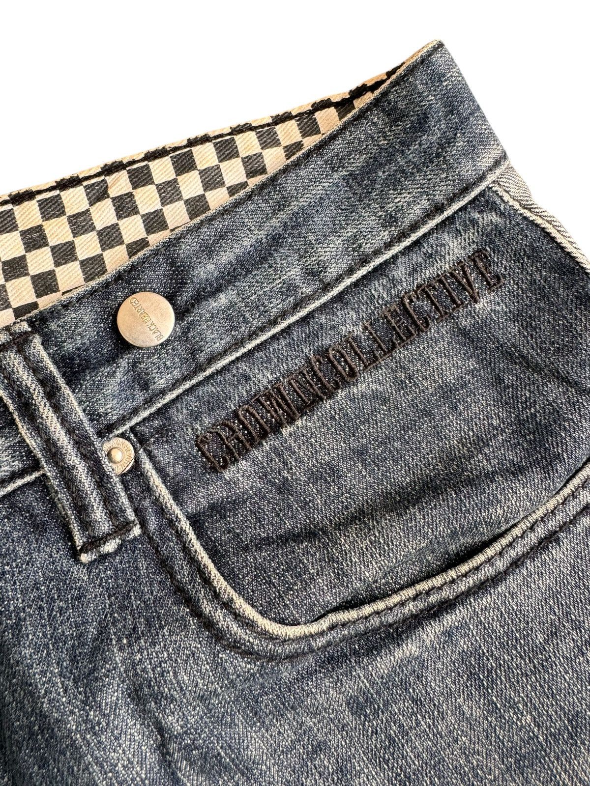 14th Addiction ⚡️⚡️Japanese Brand Crown Collective Embroidery Skull Head Jean Size US 34 / EU 50 - 13 Thumbnail