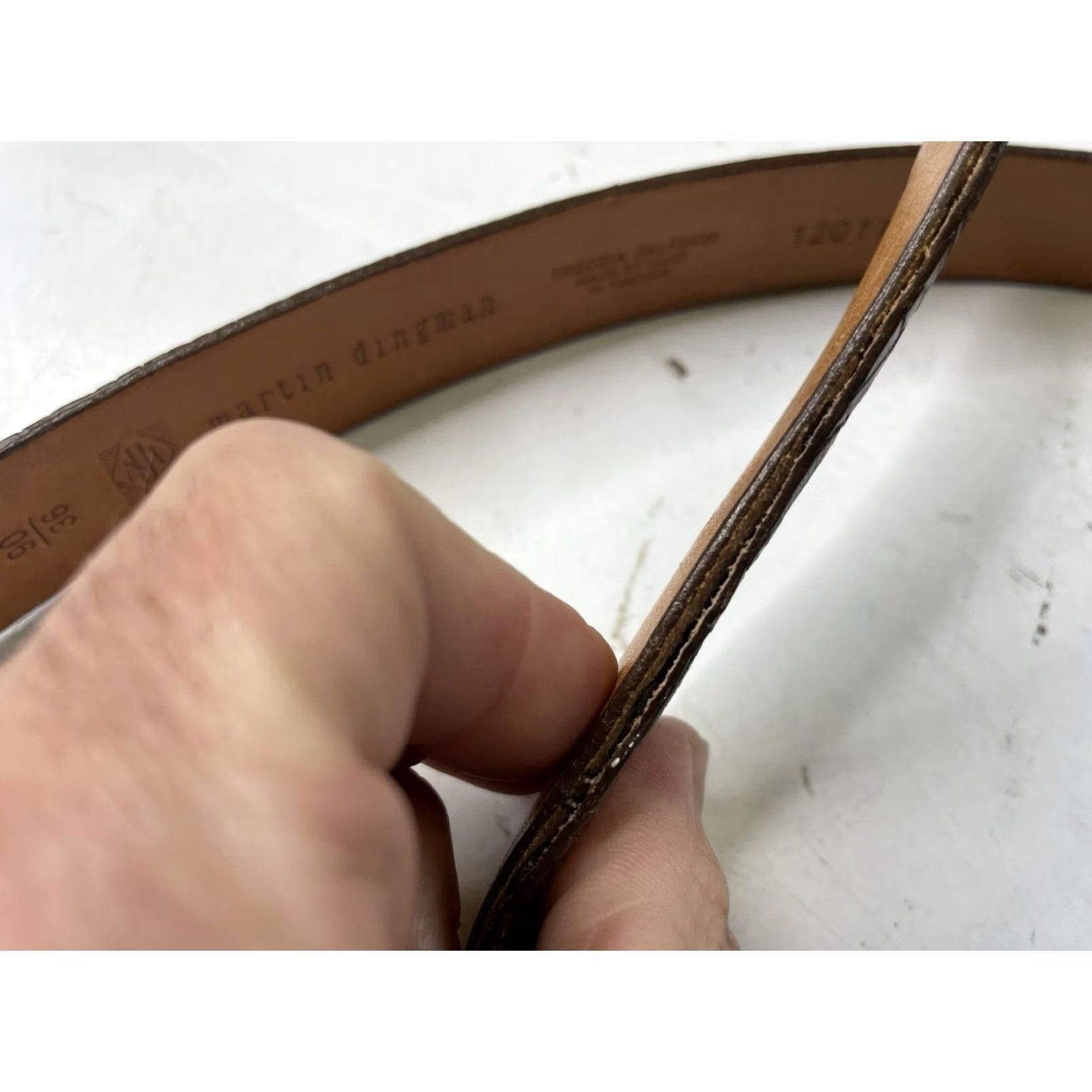 Vintage Martin Dingman Belt Mens 36 Brown Treccia Calfskin Woven Leather Made USA Belt Buckle US HandMade Vintage No Regular Mens 36 Brown Leather USA Belt Size 36 - 5 Thumbnail