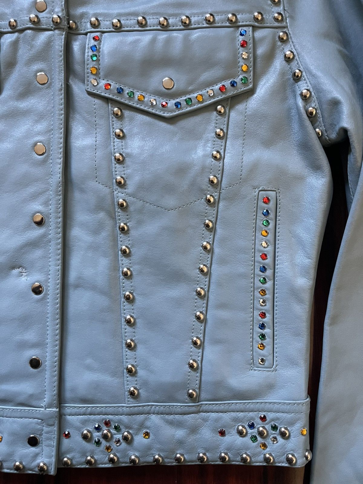 Wilsons Leather Wilson’s Maxima Western Studded Baby Blue Leather Jacket Size M / US 6-8 / IT 42-44 - 2 Thumbnail