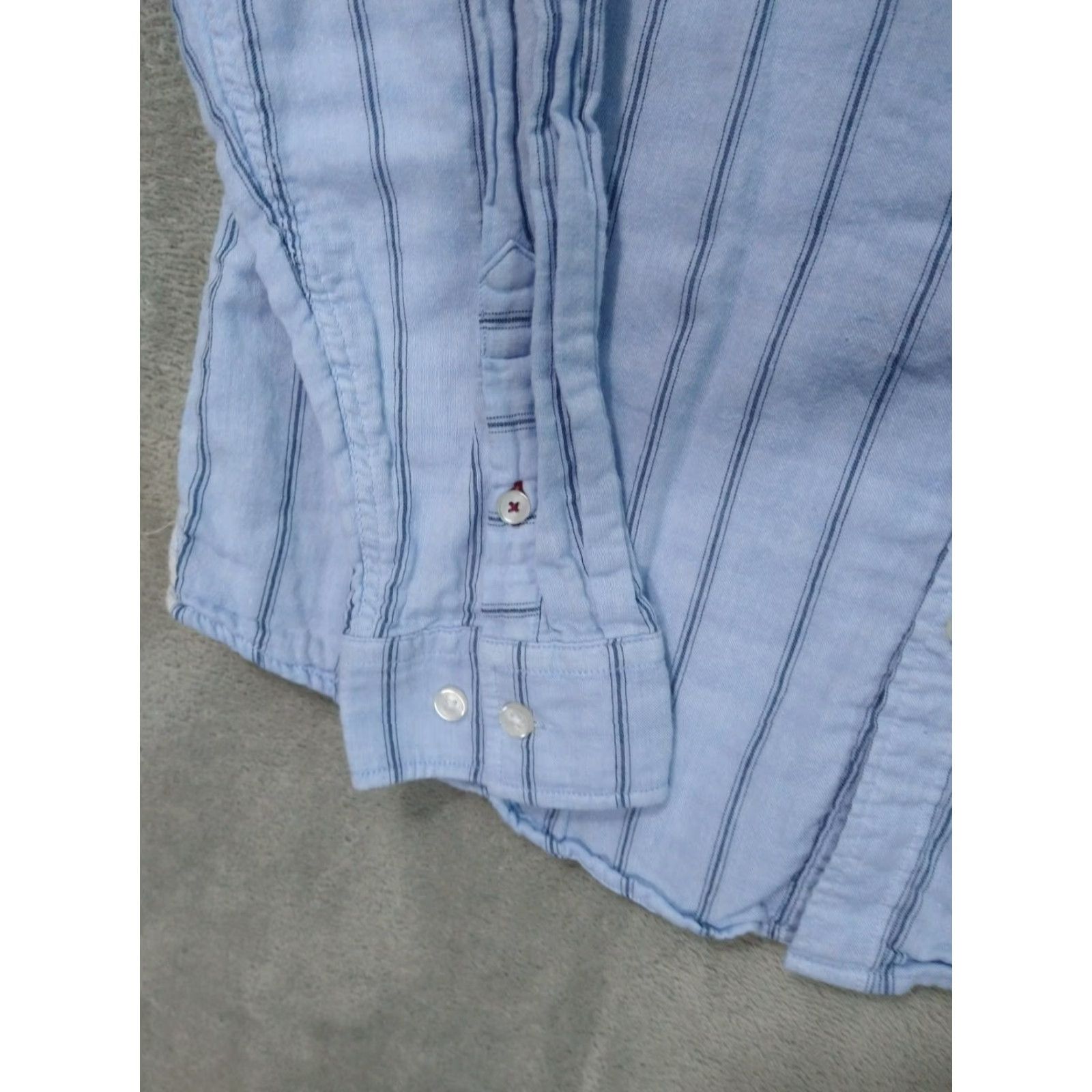 Carbon2Cobalt Carbon 2 Cobalt Shirt Mens M Blue Striped Flannel Long Sleeve Button Up Size US M / EU 48-50 / 2 - 3 Thumbnail