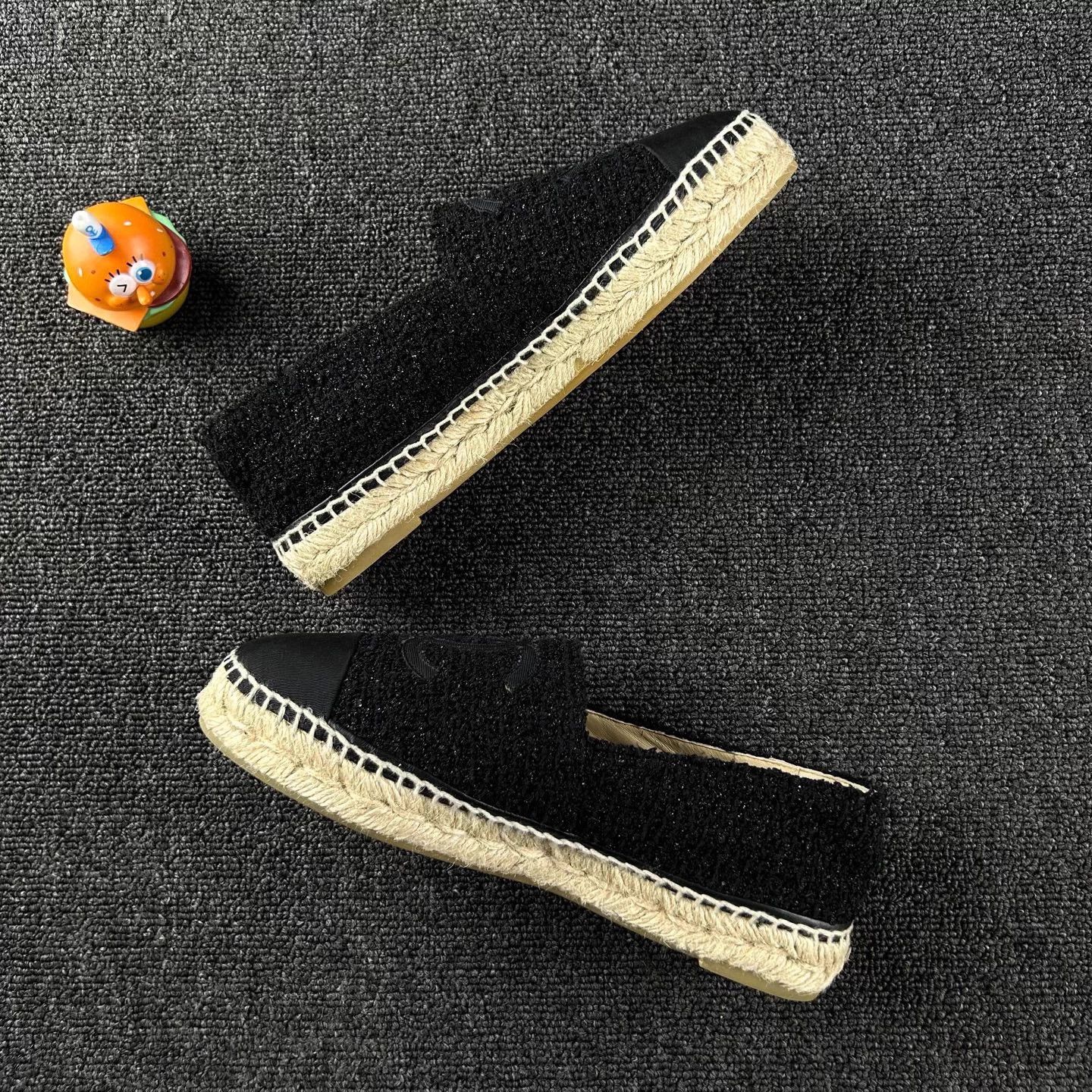 Chanel Chanel Black Woven CC Logo Fisherman Shoes EUR 38 Size US 7 / IT 37 - 3 Thumbnail