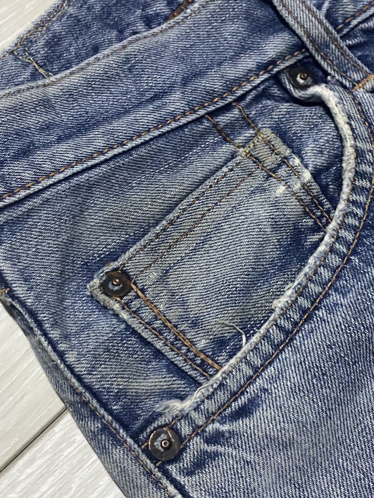 Japanese Brand Vintage Edwin Faded Wash Distressed Loose Jeans Size US 32 / EU 48 - 9 Thumbnail