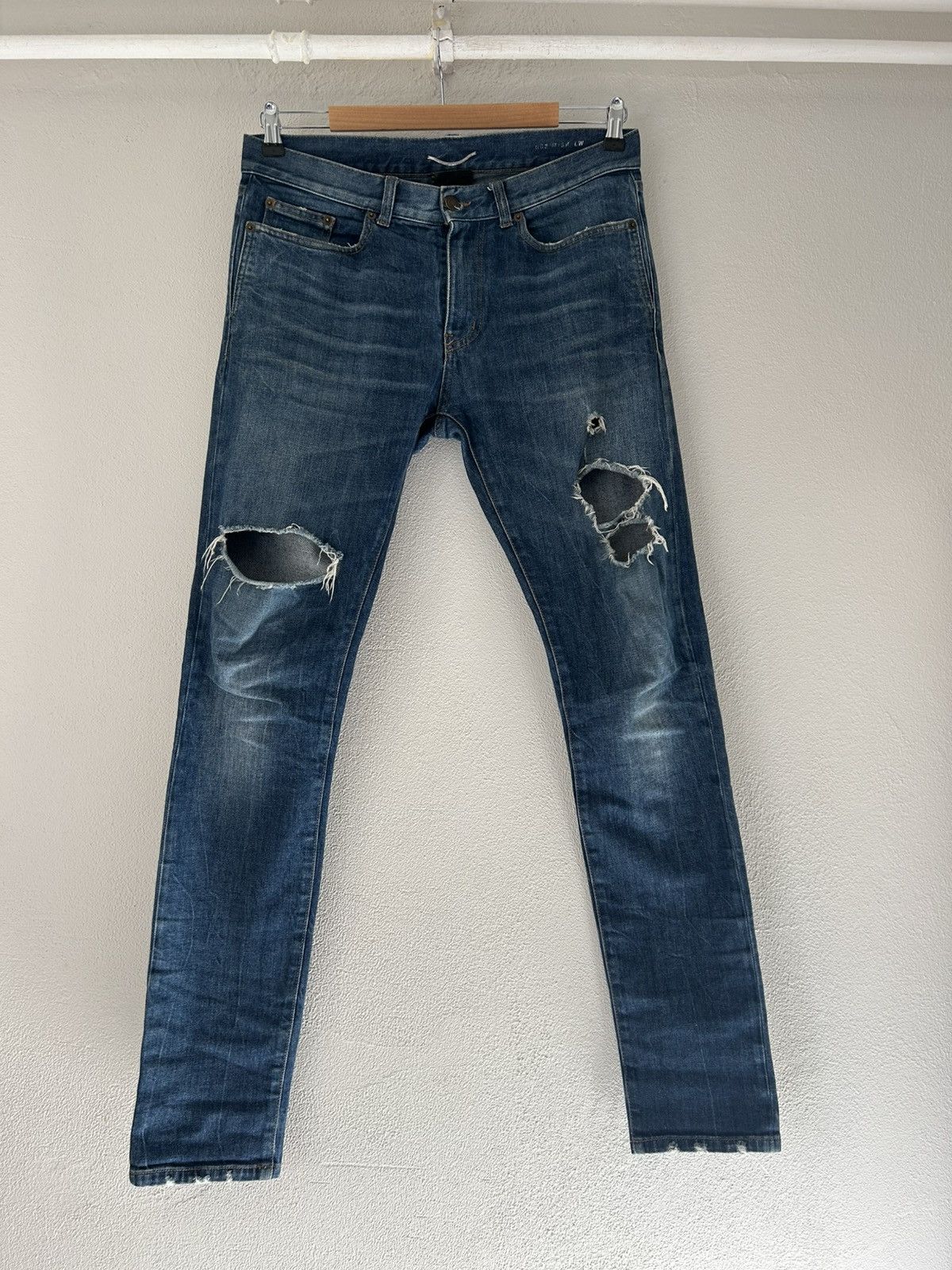 Saint Laurent Paris Saint Laurent Paris Distressed Slim-Fit Jeans Size US 33 - 1 Thumbnail