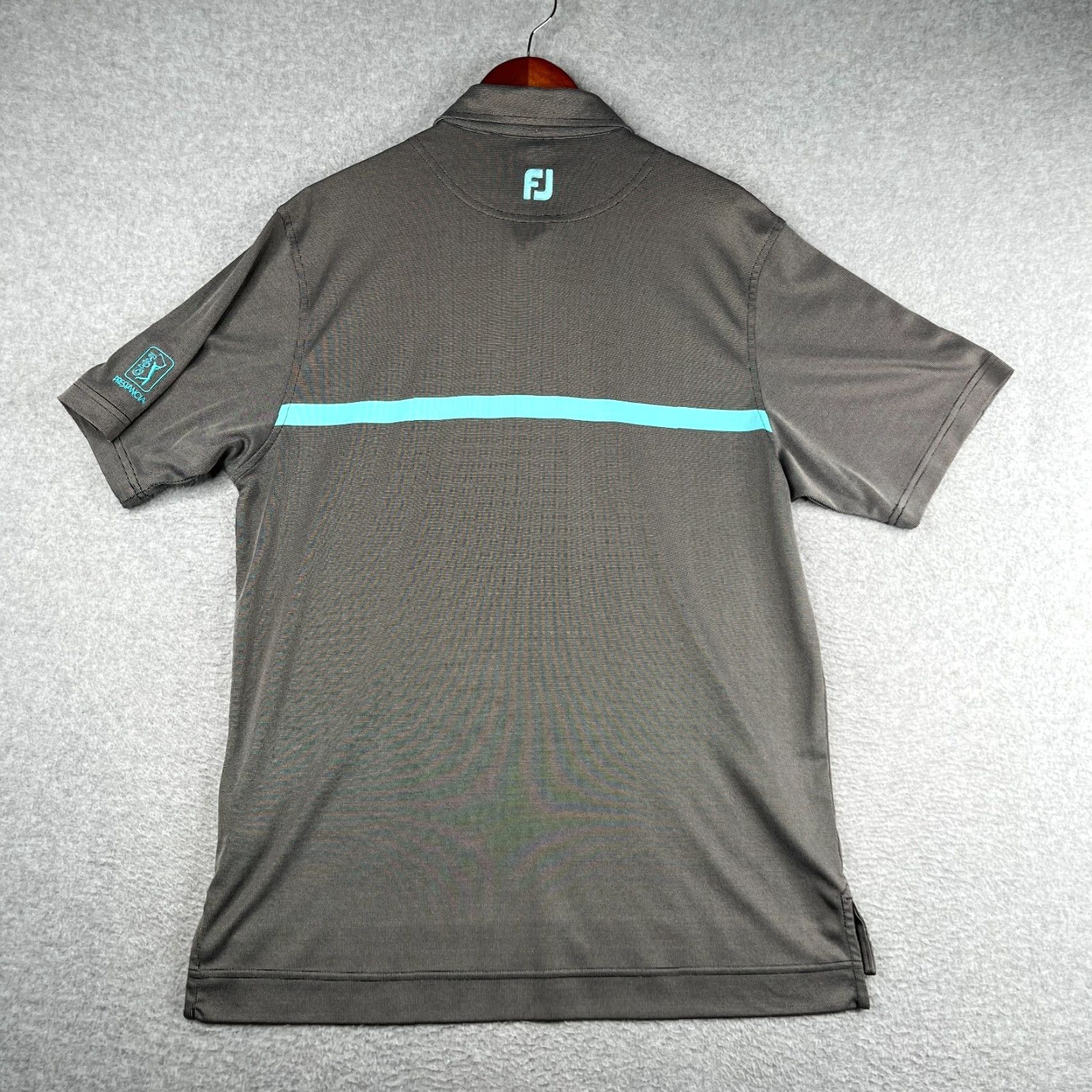Footjoy FootJoy Polo Shirt Mens Medium Gray Teal Blue Accent Stretch Golf Shirt Casual Workwear Striped Logo 90s? Size US M / EU 48-50 / 2 - 5 Thumbnail