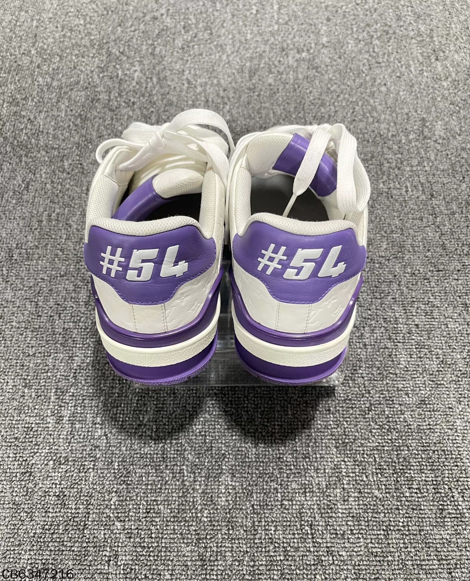 Louis Vuitton LV Trainer White Purple Embossed Allover 98 New 39 Size US 8.5 / IT 38.5 - 5 Thumbnail