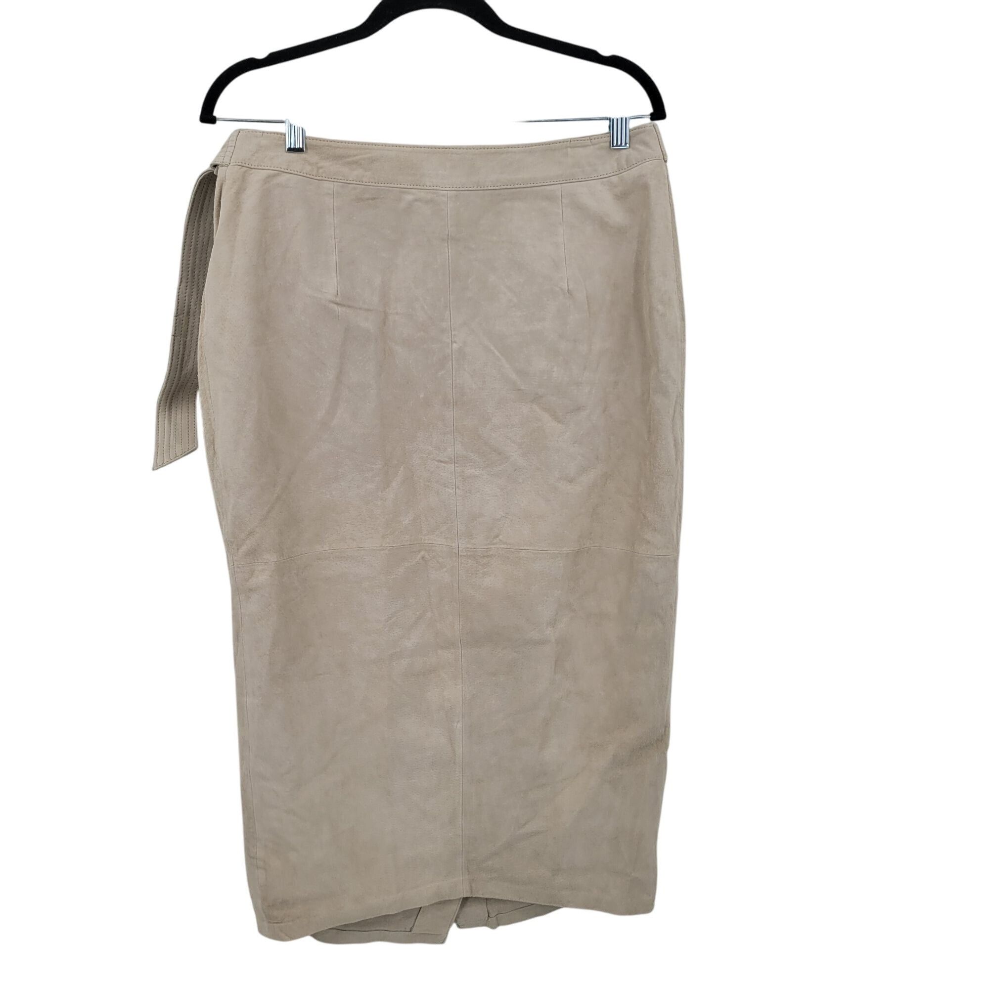 Asos ASOS Suede Leather Tie Wrap Midi Skirt US 10 UK 14 EU42 Ecru Size 32" / US 10 / IT 46 - 7 Thumbnail