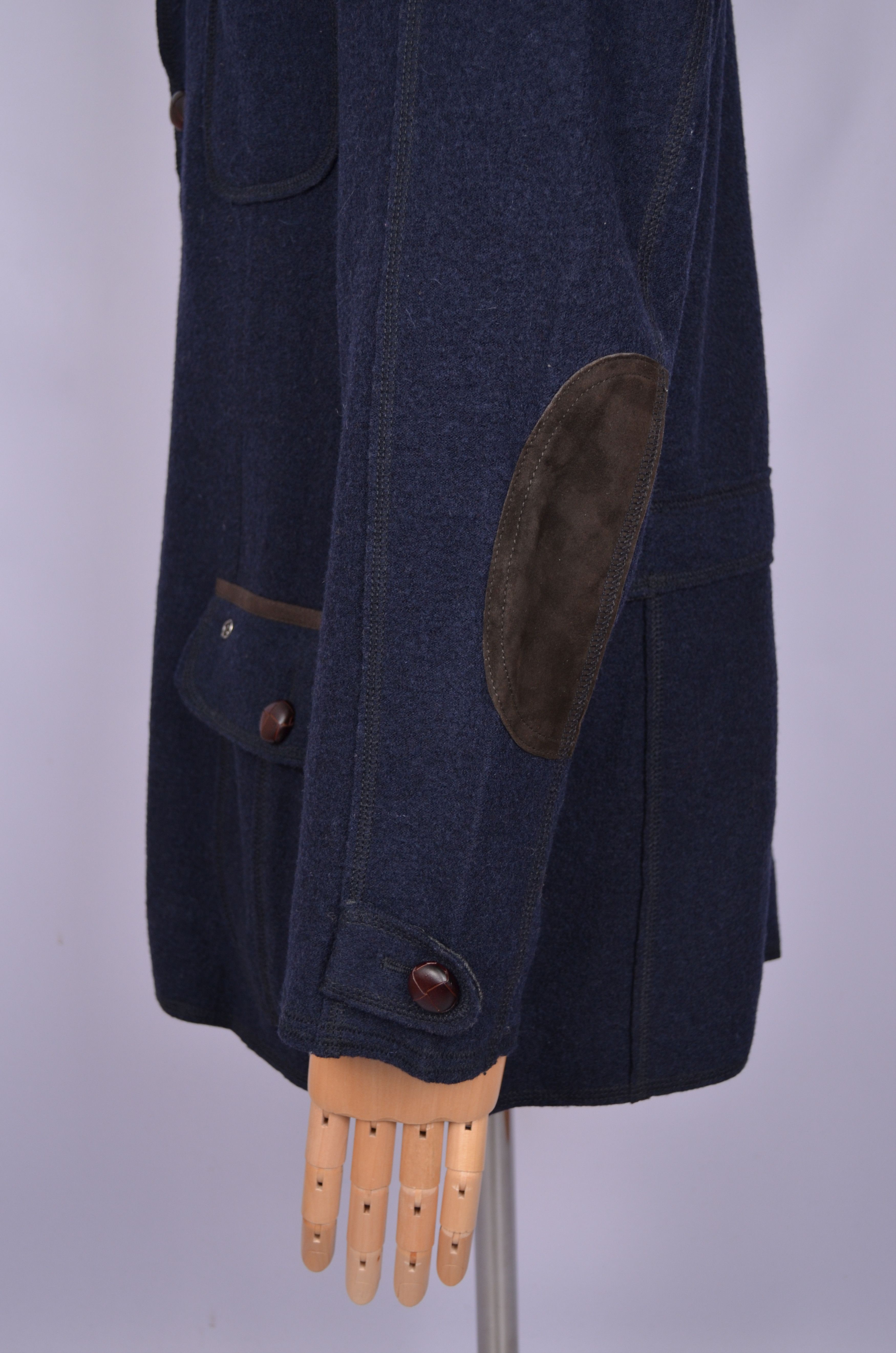 Bogner × Designer Bogner 100% Wool Navy Unlined Knit Blazer Jacket Size US42 Size 42R - 11 Thumbnail