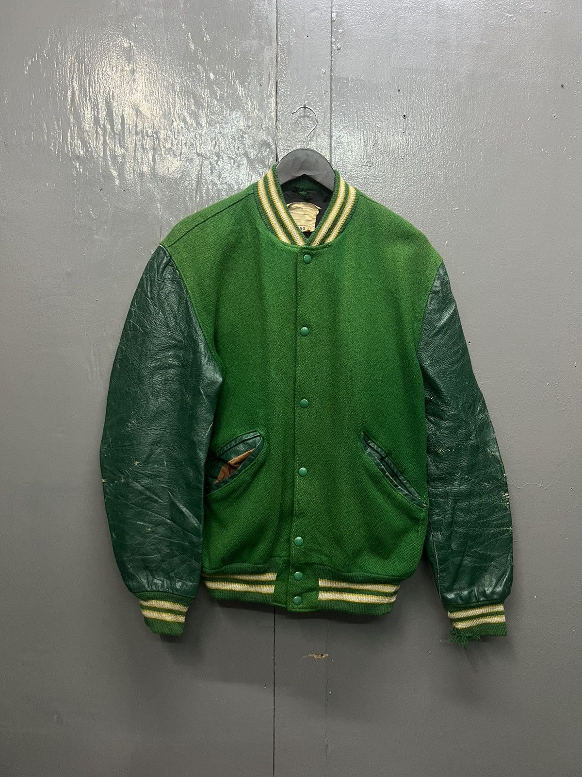 Vintage Vintage Delong Sportwear Varsity Wool Leather Jacket Size US M / EU 48-50 / 2 - 1 Thumbnail