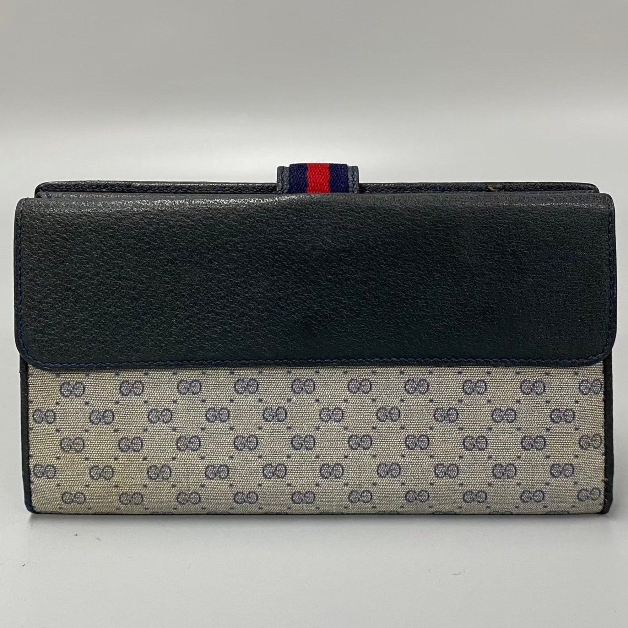 GUCCI Old Gucci Sherry Line Micro GG Pattern Leather Bi-fold Long