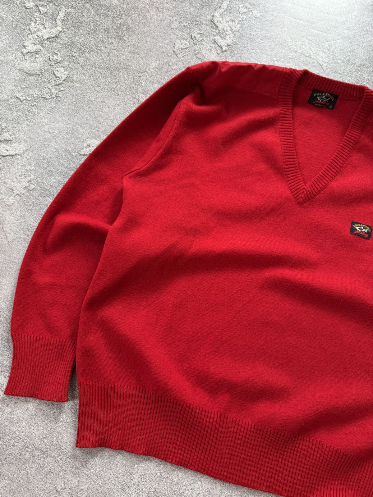 Paul & Shark × Vintage Paul & Shark L Red v-neck sweater knitwear jumper pullover Size US L / EU 52-54 / 3 - 6 Thumbnail