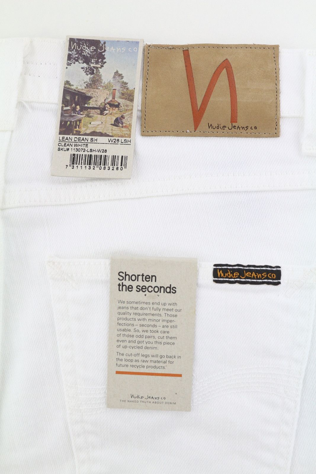 Nudie Jeans LEAN DEAN W28 Denim White Zip Cotton Turn-Up Shorts 83841 Size US 28 / EU 44 - 5 Thumbnail