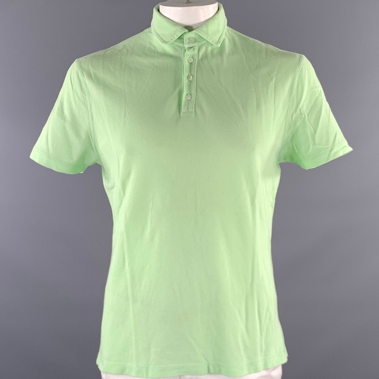 Brunello Cucinelli BRUNELLO CUCINELLI Size XL Green Neon Solid Cotton Polo Size US XL / EU 56 / 4 - 1 Thumbnail