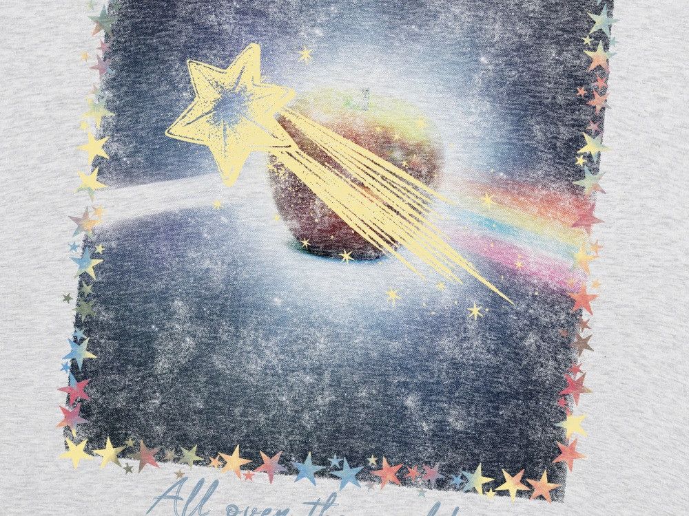 Japanese Brand Men's Loose-Fit Casual T-Shirt with Starry Sky & Apple Print Size US M / EU 48-50 / 2 - 4 Thumbnail