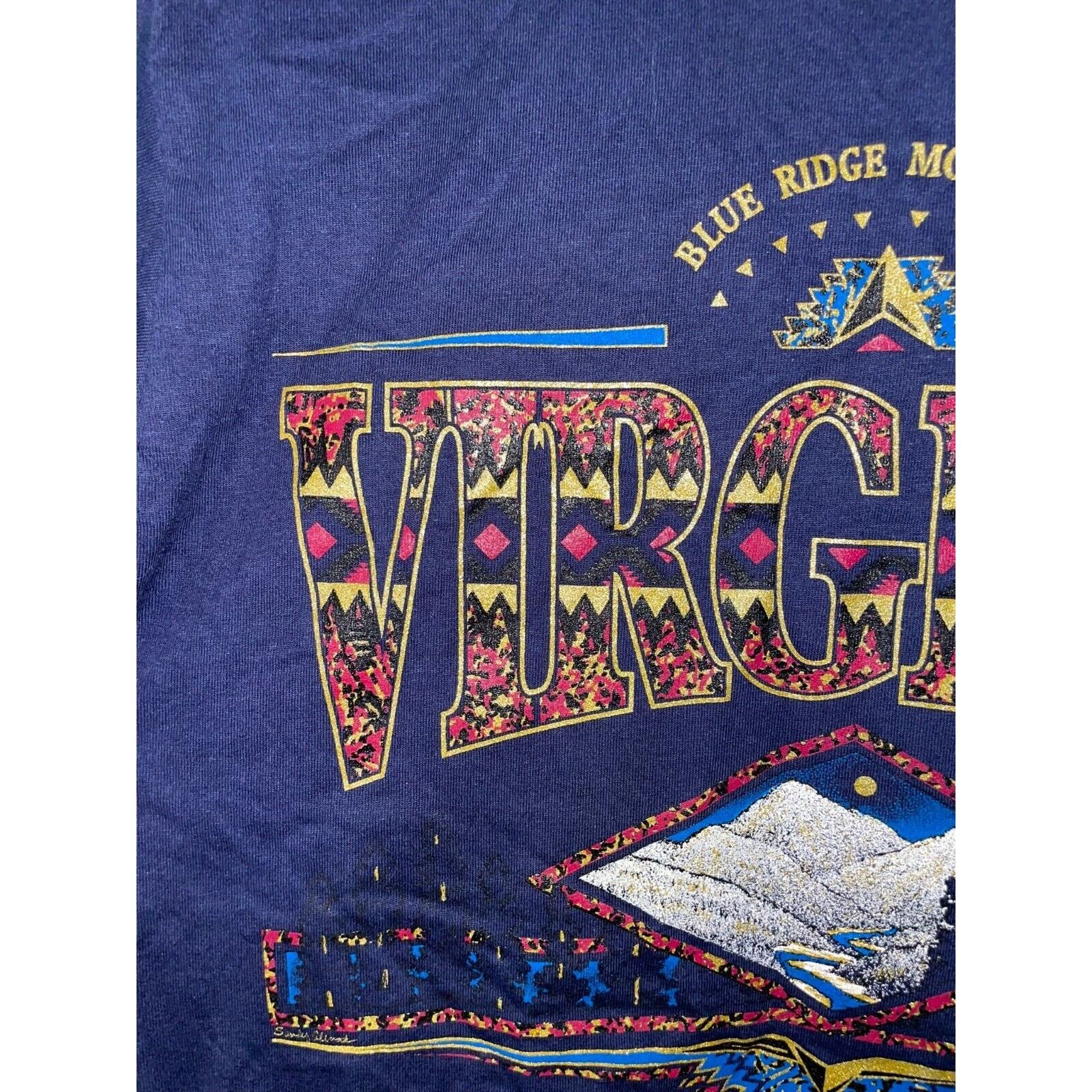 Jerzees Vintage Virginia Shirt Blue Ridge Mountains Tee VTG 90s M Size US M / EU 48-50 / 2 - 2 Thumbnail
