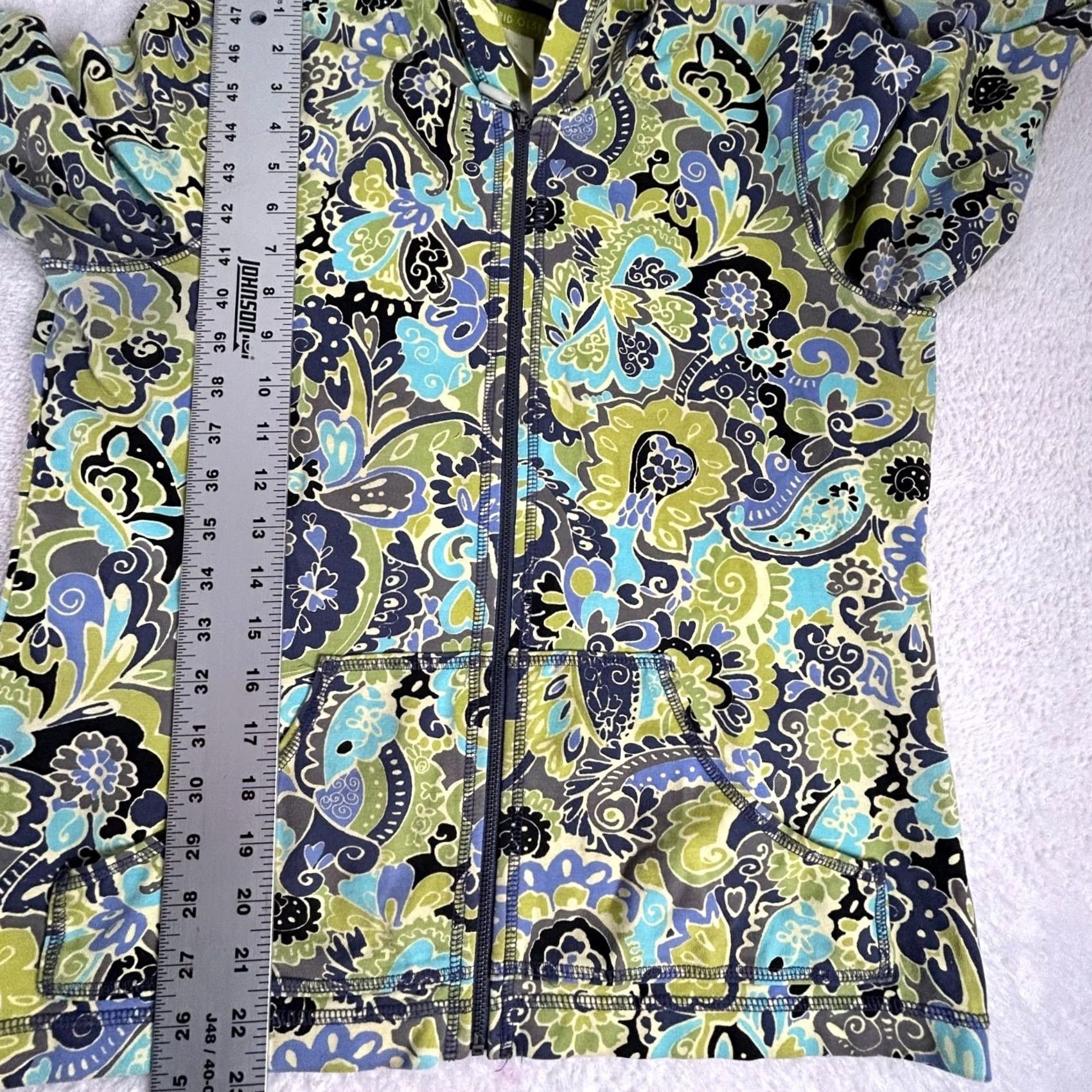 Vintage Sigrid Olsen Womens Paisley Zip-Up Hoodie Jacket Medium Green Stretch Pockets Size M / US 6-8 / IT 42-44 - 7 Thumbnail
