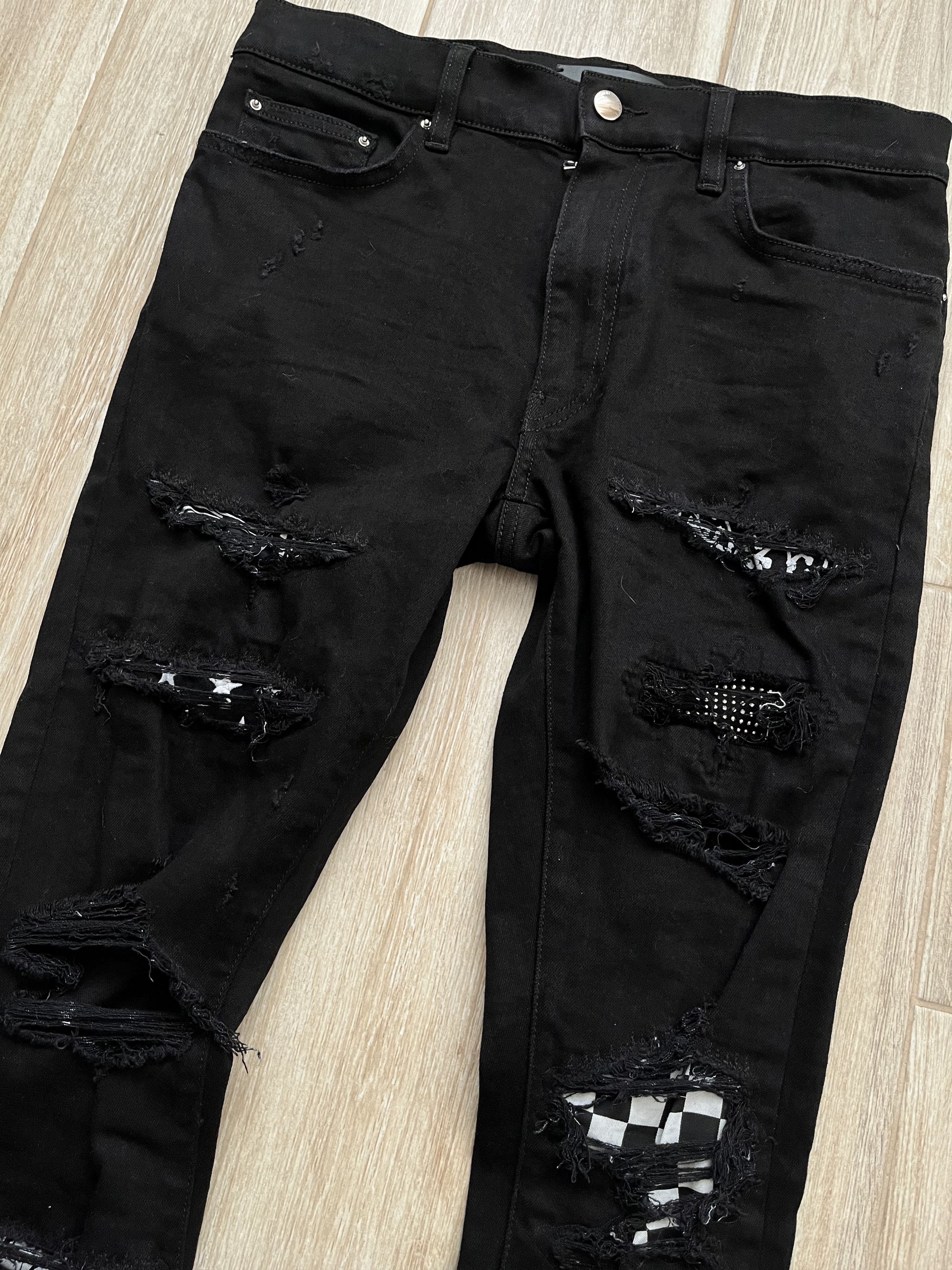 Amiri Amiri checkerboard patchwork jeans Size US 31 - 2 Thumbnail