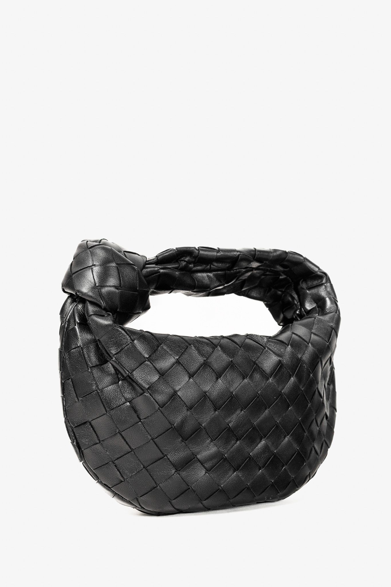 Bottega Veneta Bottega Veneta Mini Jodie Black Leather Knotted Round Bag Size ONE SIZE - 2 Thumbnail