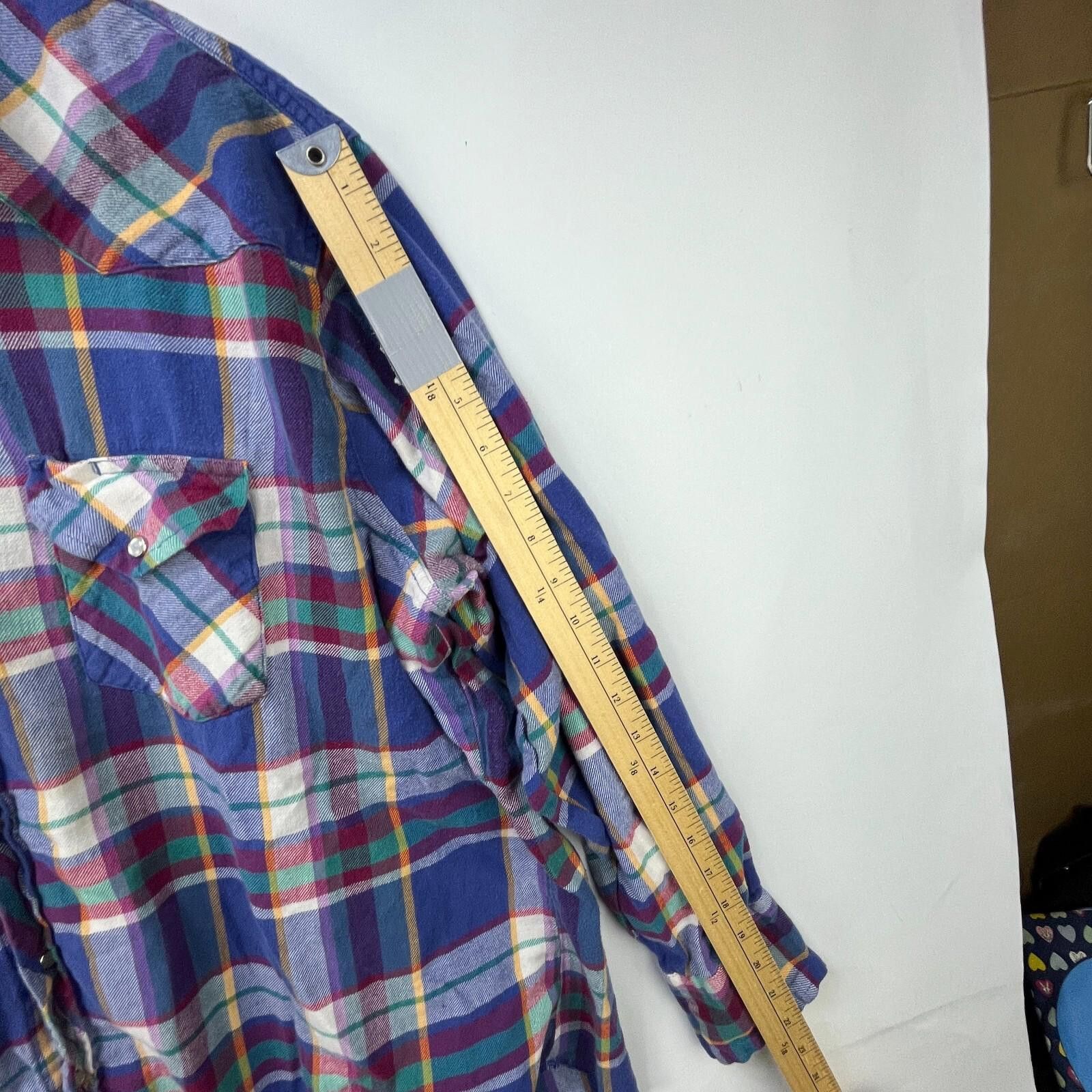 Wrangler Vintage 90s Wrangler Plaid Snap Button Up Shirt XL Pearl Size US XL / EU 56 / 4 - 9 Thumbnail