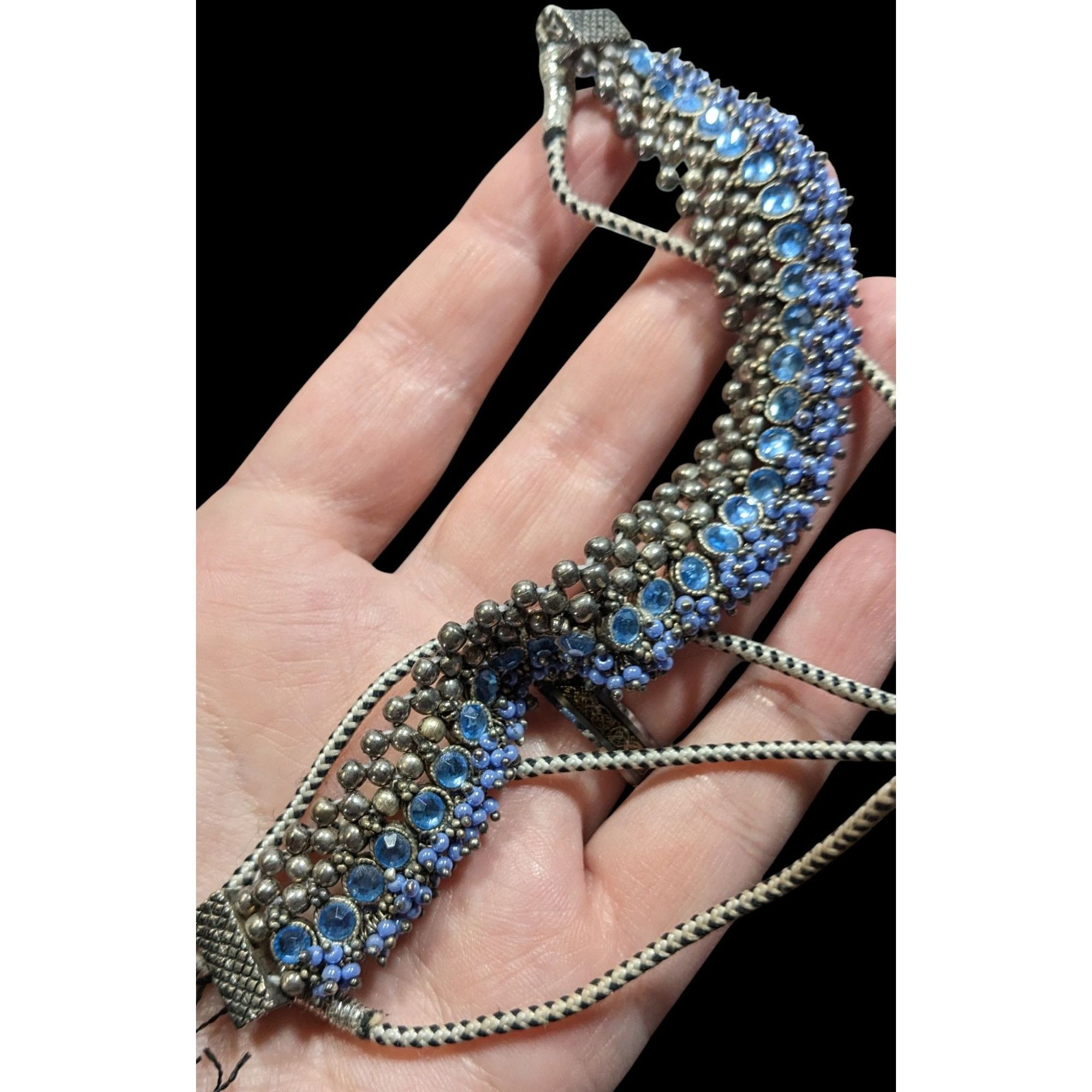 Other Indian Bridal Blue And Silver Tone Rhinestone And Beaded Adj Size ONE SIZE - 5 Thumbnail