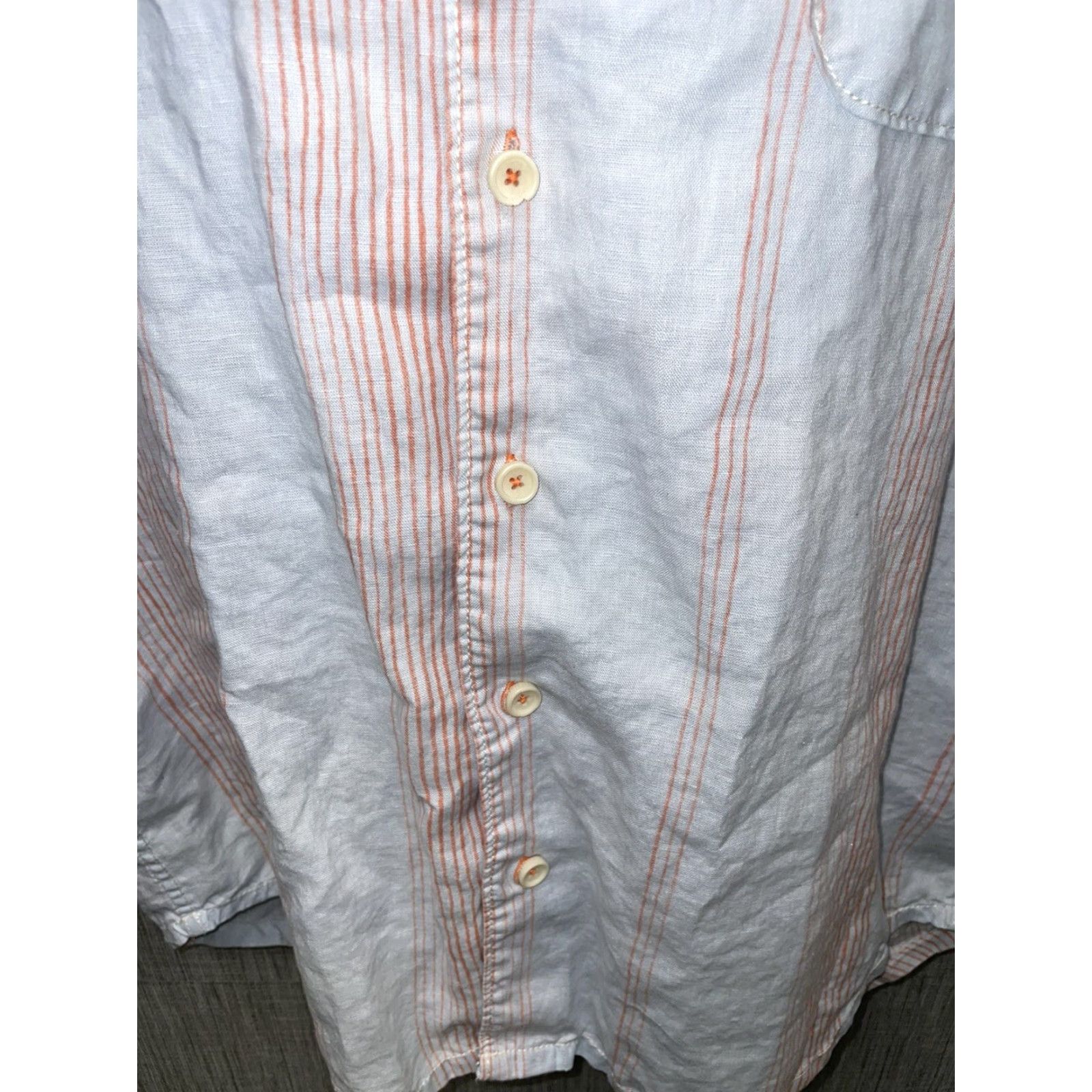 Tommy Bahama Tommy Bahama Shirt Mens L Long Sleeve Button-Down Linen Orange Light Blue Button-Up shirts Size US L / EU 52-54 / 3 - 3 Thumbnail