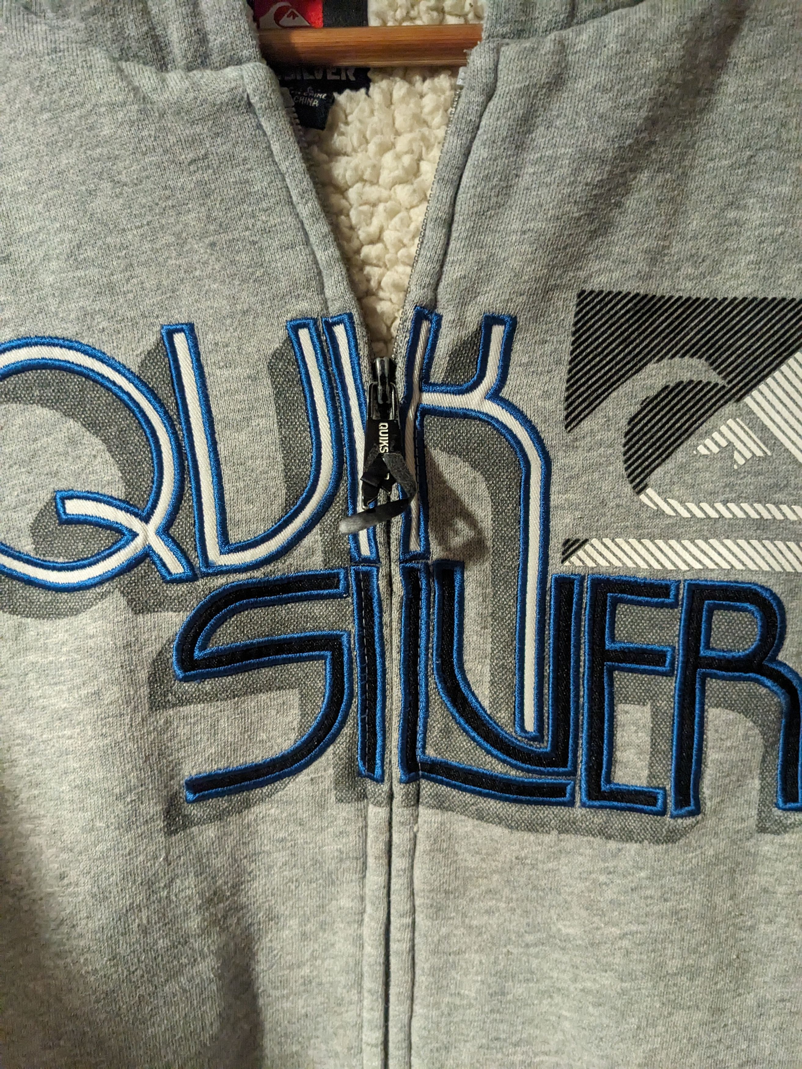 Quiksilver × Vintage Vintage Y2K Quiksilver Gray Sherpa Lined Full Zip Hoodie Size US L / EU 52-54 / 3 - 2 Thumbnail