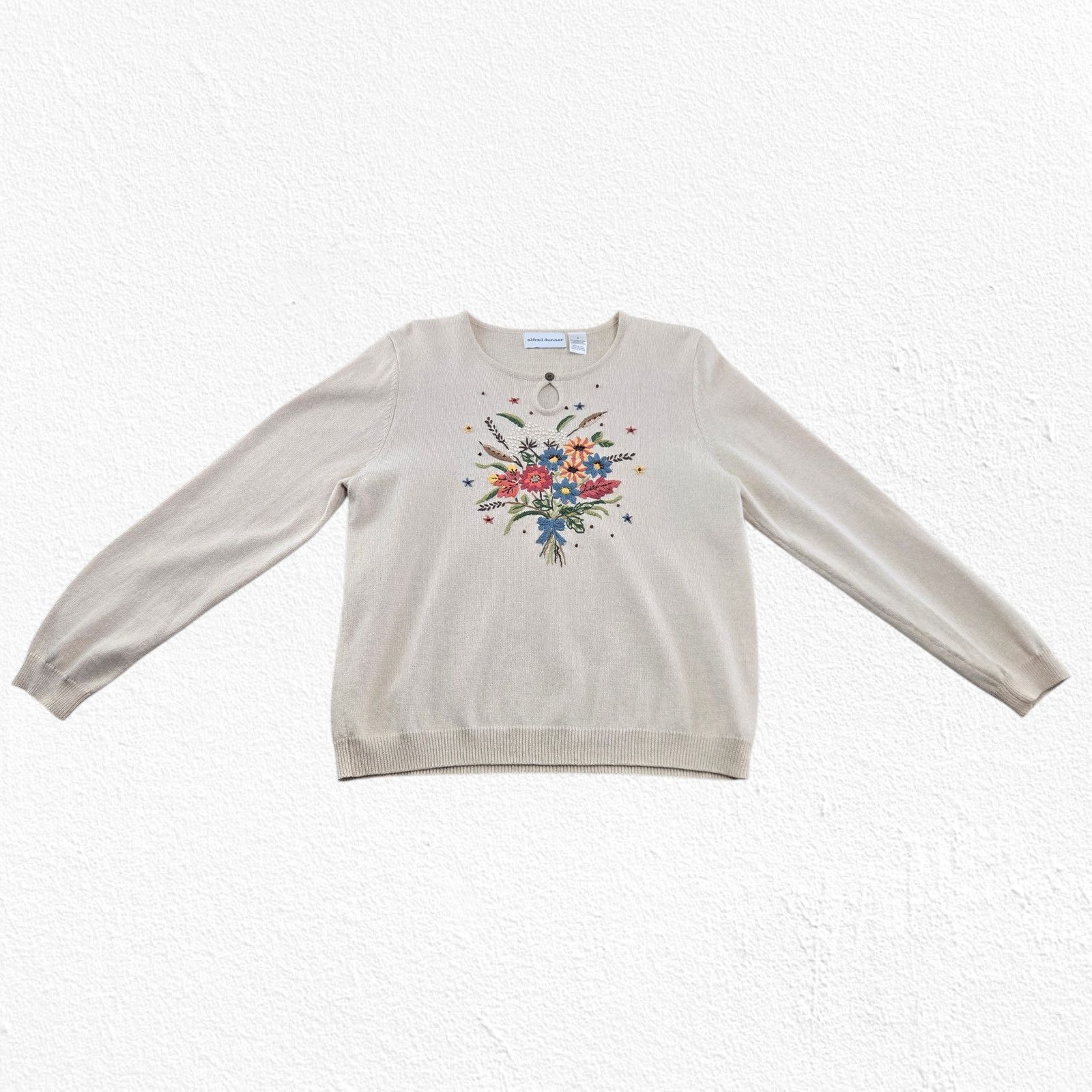 Vintage Vintage Floral Embroidered Knit Sweater Size Medium Size M / US 6-8 / IT 42-44 - 3 Thumbnail