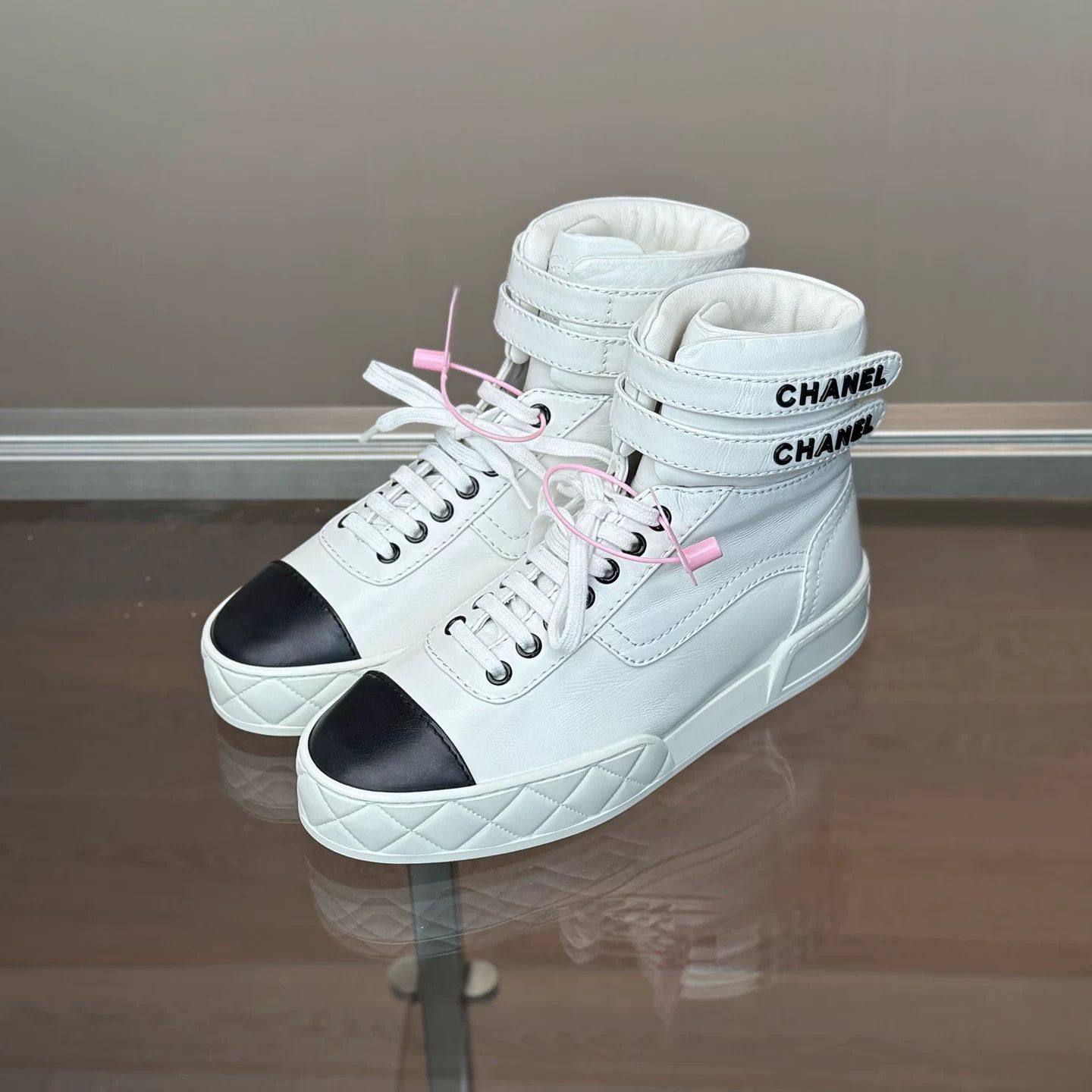 Chanel CHANEL 23A High Top Velcro Logo Sneakers Size US 6.5 / IT 36.5 - 1 Thumbnail