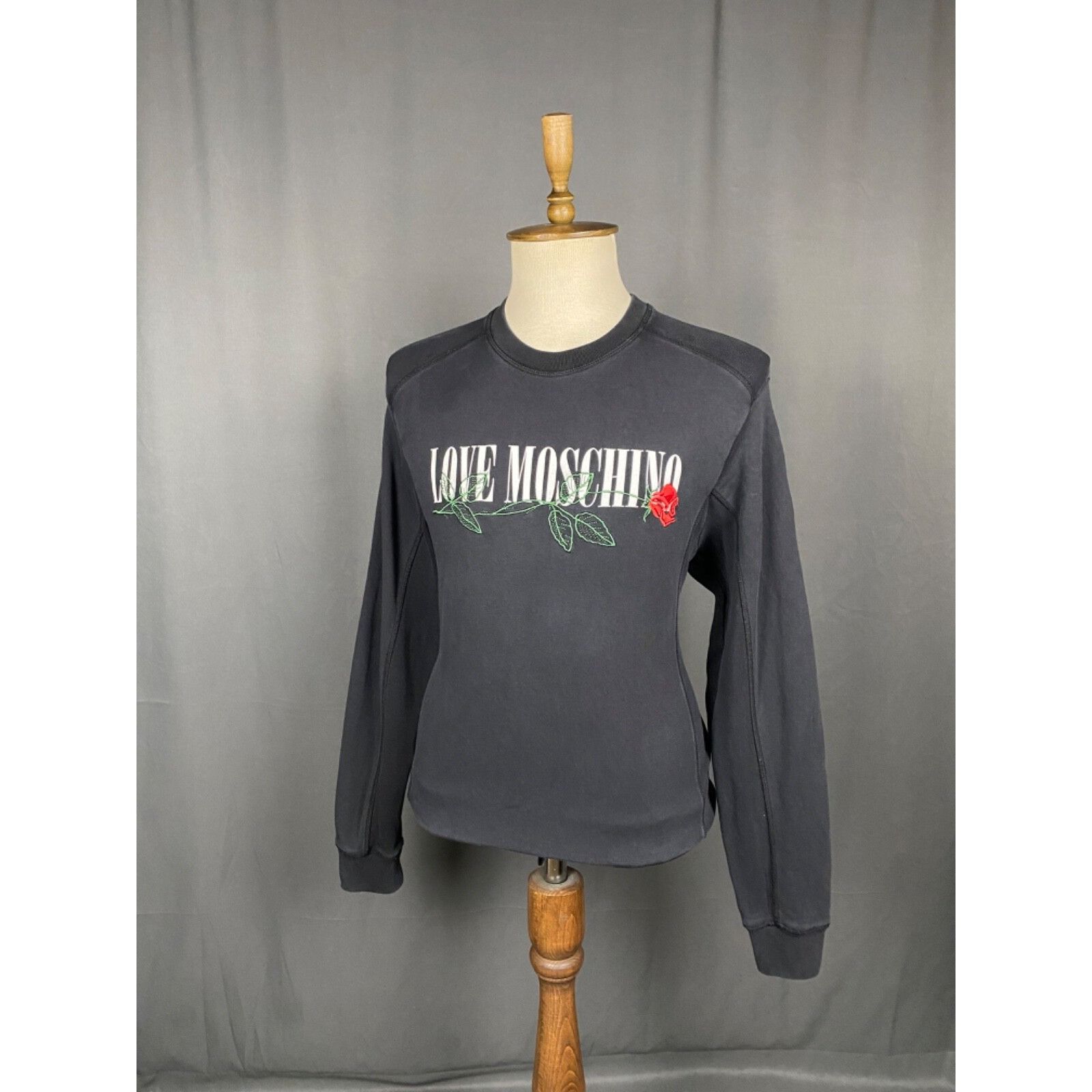 Moschino Love Moschino Big Logo Men's Black Crewneck Sweater Size M Size US M / EU 48-50 / 2 - 2 Thumbnail