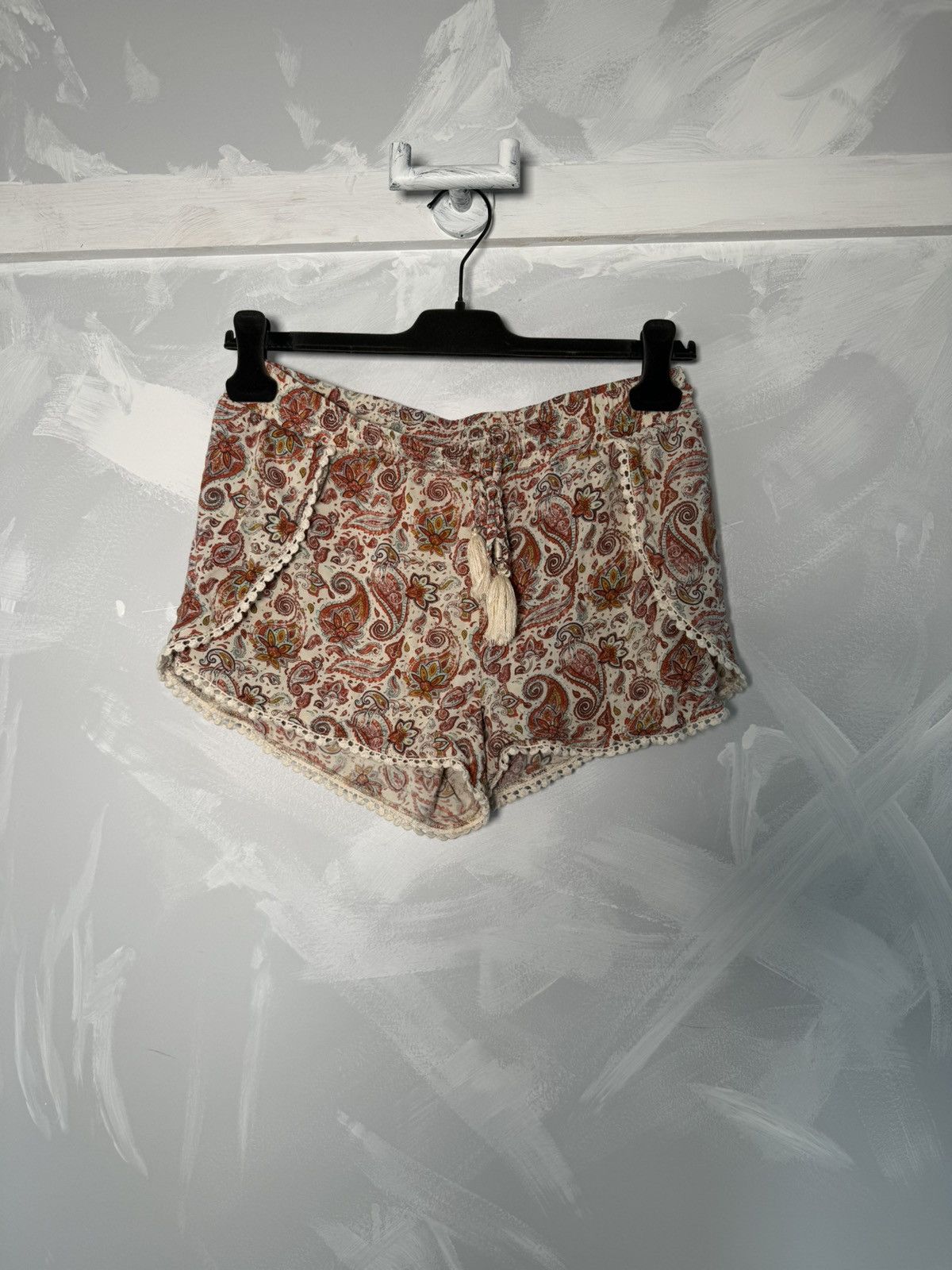 Vintage Atmosphere Floral Hippie Short Shorts Thin Size 28" / US 6 / IT 42 - 1 Thumbnail