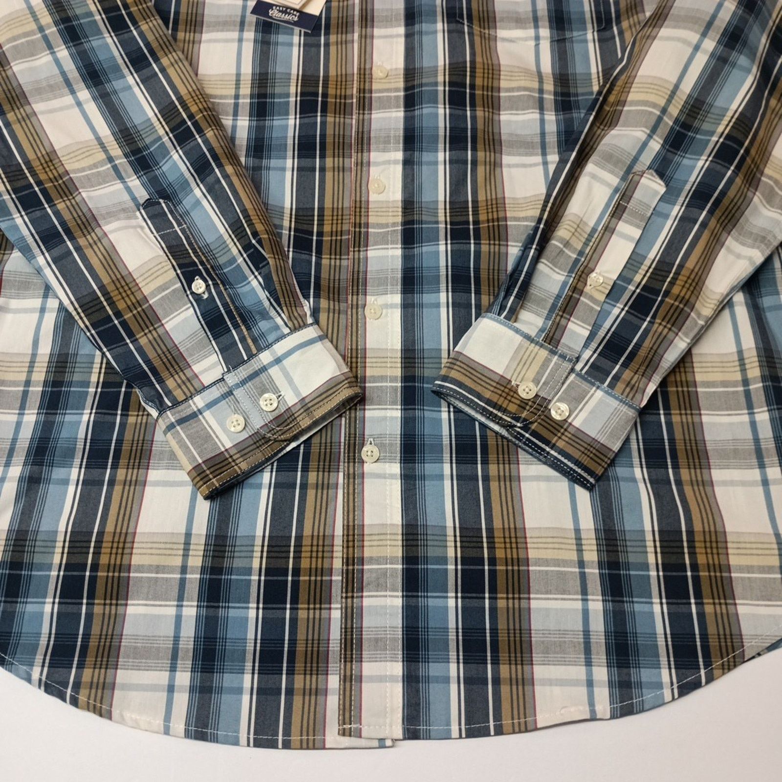 Chaps Chaps Woven Shirt Men's L Ivory Plaid Stretch Classic Fit Size US L / EU 52-54 / 3 - 2 Thumbnail