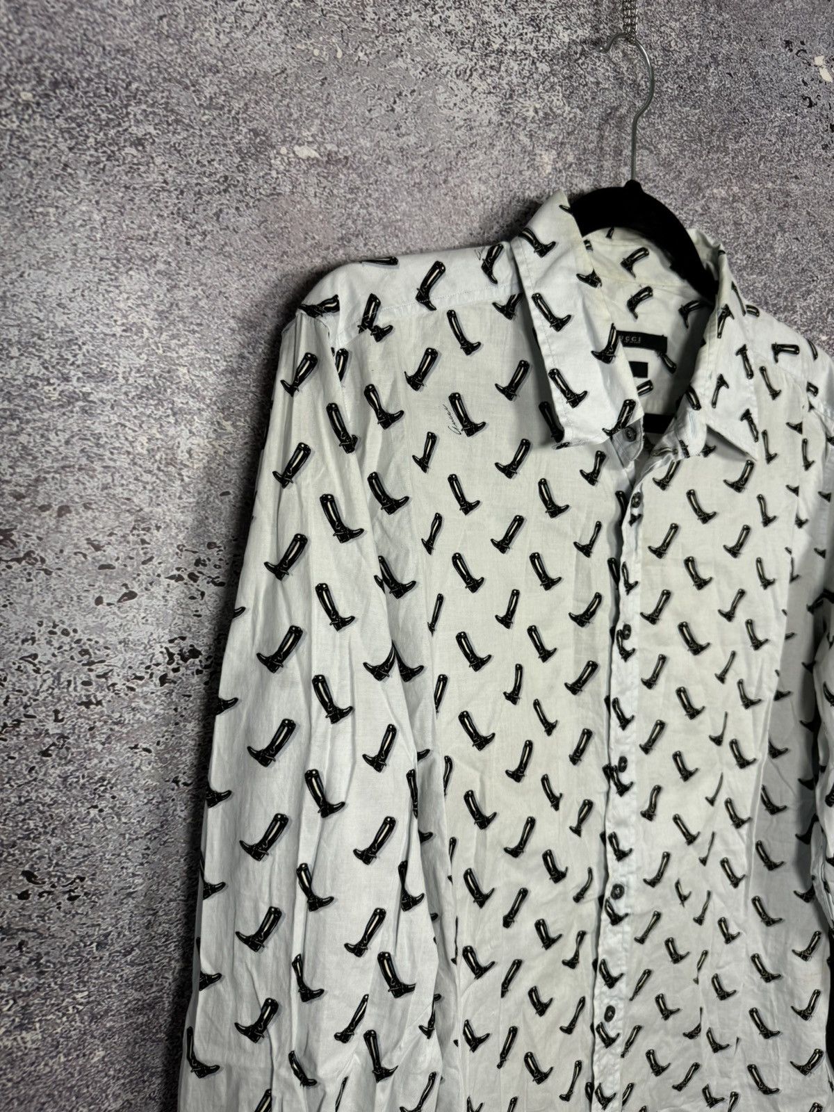 Gucci × Vintage GUCCI Shirt Button Up Printed Monogram Slim Fit White Size US M / EU 48-50 / 2 - 3 Thumbnail