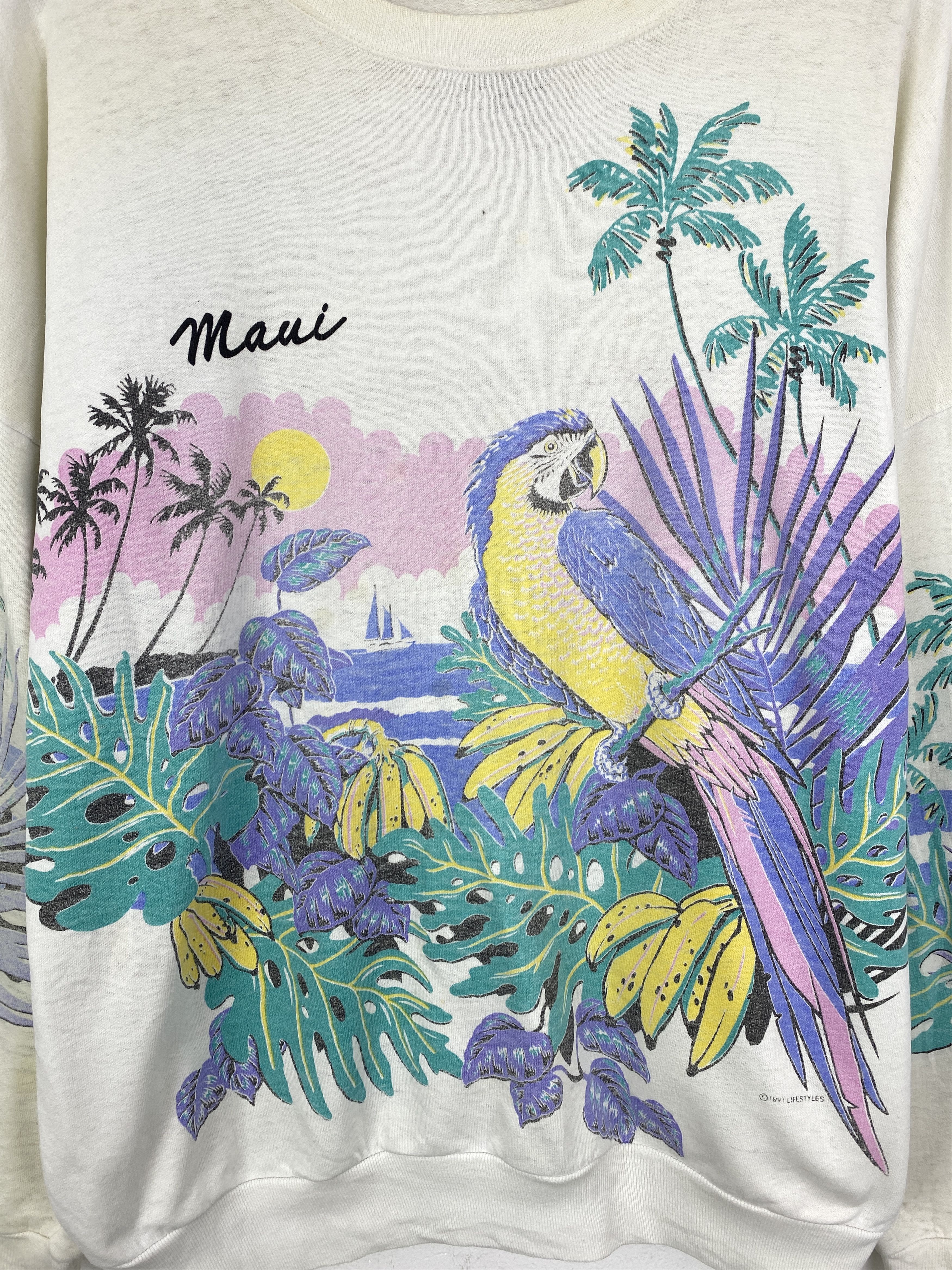 Vintage Vintage 90s Maui All overprinted Pullover Sweatshirt SH0219 Size US L / EU 52-54 / 3 - 7 Thumbnail