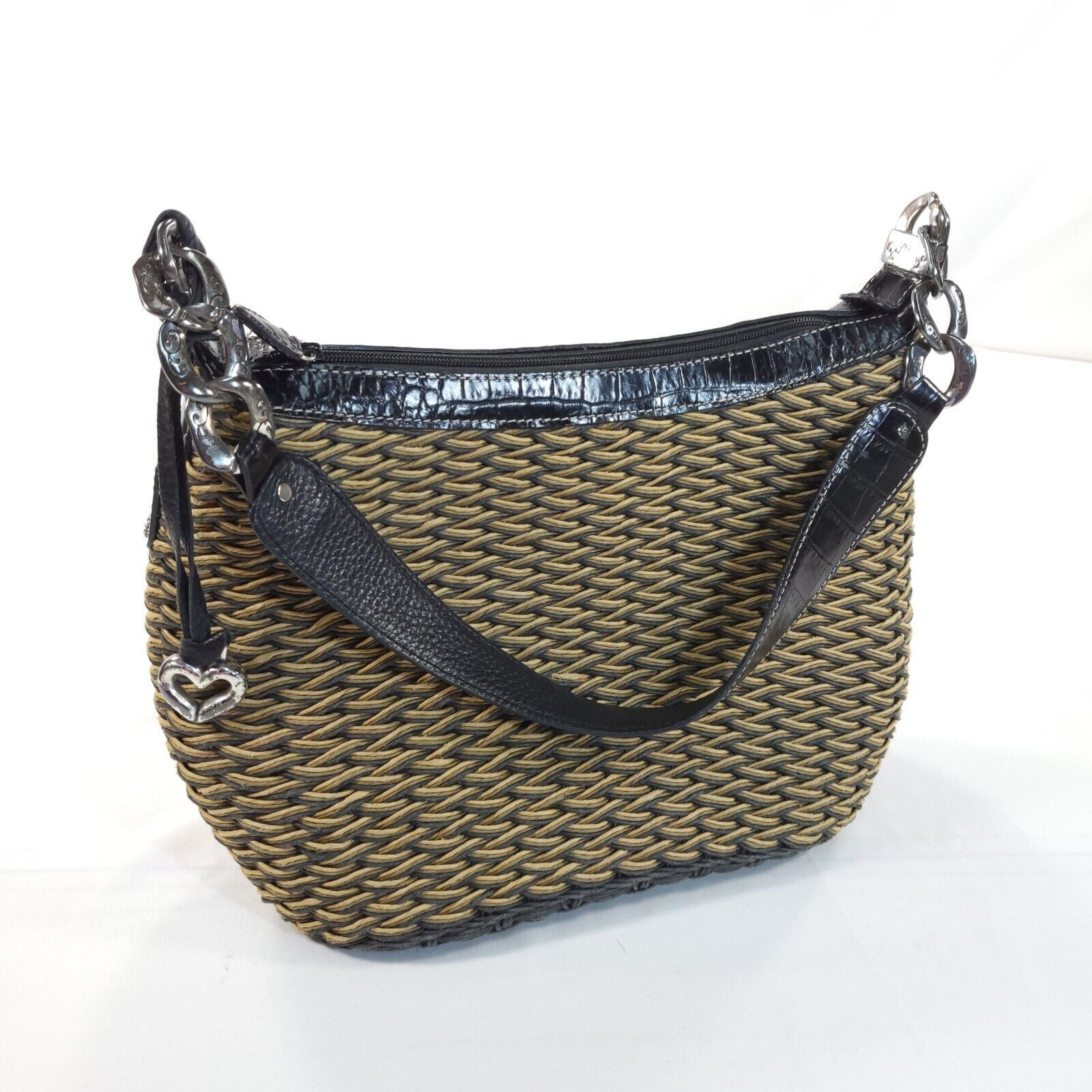 Brighton Britghton Rafia Woven Single Strap Handbag Brown Black Size ONE SIZE - 1 Thumbnail