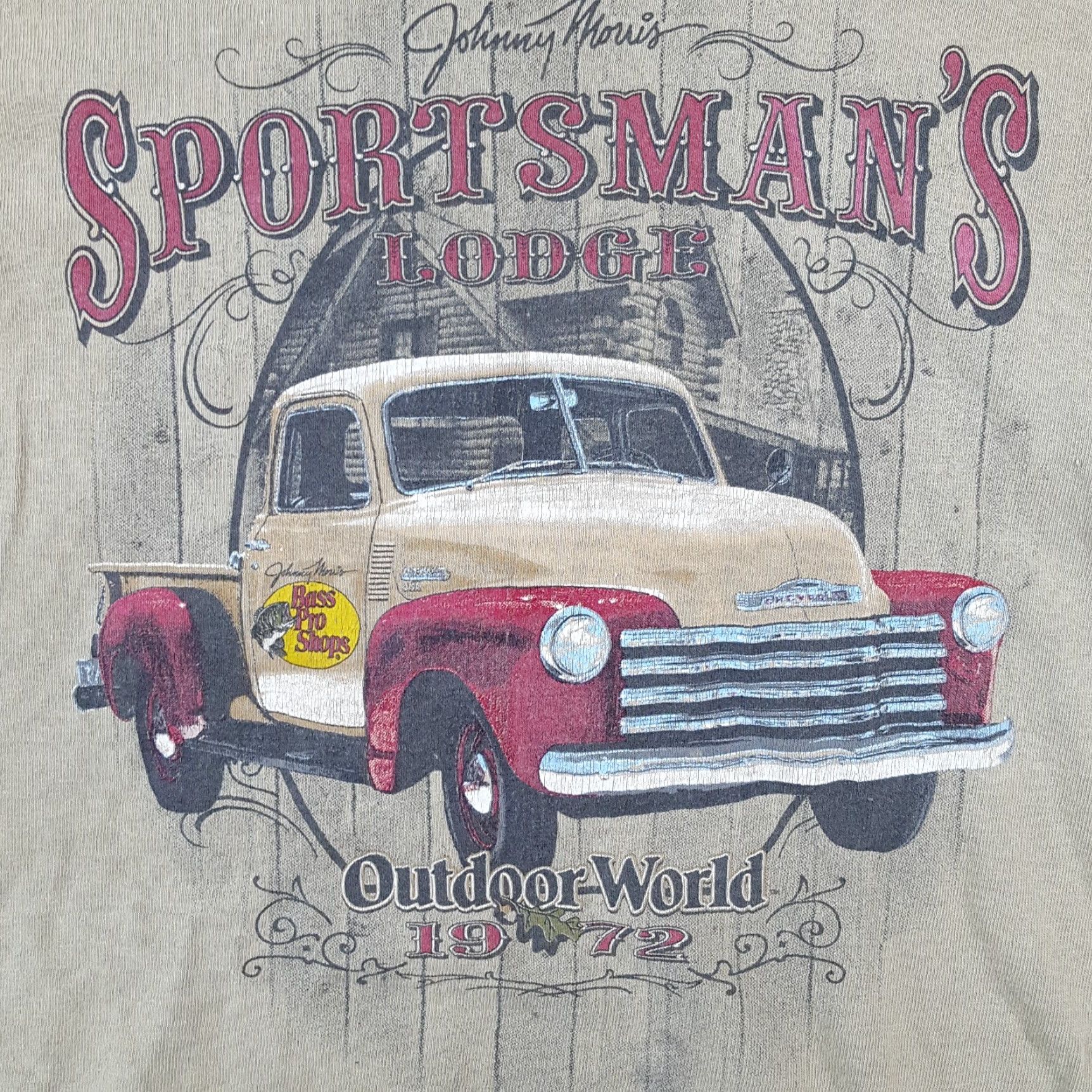 Bass Pro Shops Bass Pro Shop Distressed T-Shirt Truck Men XL Grunge Beiges 00s 90s Fishing Car Lodge Sportsman Size US XL / EU 56 / 4 - 3 Thumbnail