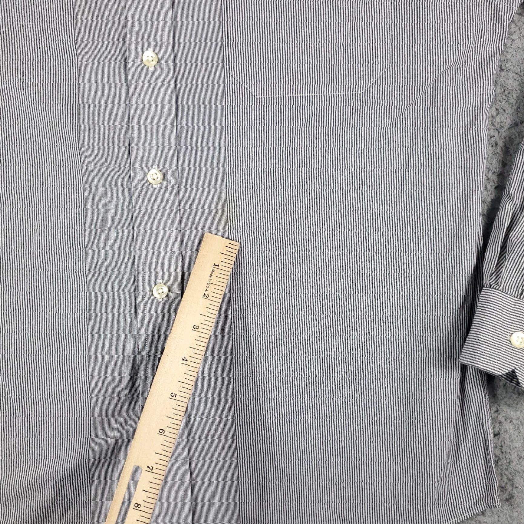 Nautica Nautica Gray Striped Dress Shirt Mens 15 Long Sleeve Button Up Classic Casual Size 40R - 3 Thumbnail