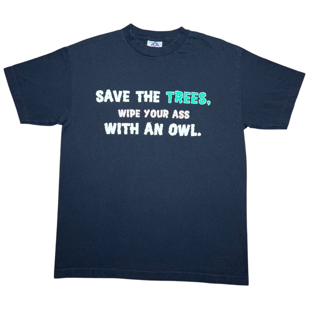 Vintage 2000s Save The Trees Wipe Your Ass With An Owl Nature Tee Size US M / EU 48-50 / 2 - 1 Thumbnail