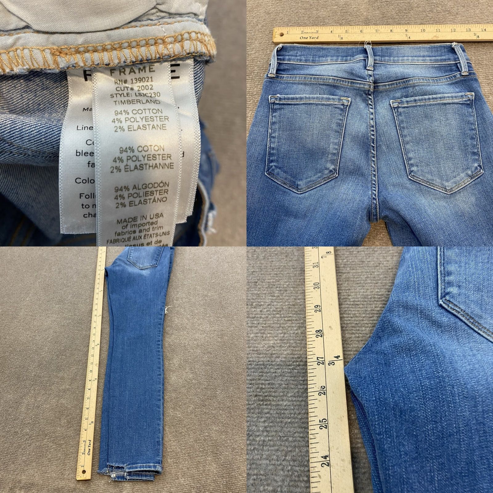 Frame FRAME Le Skinny De Jeanne Jeans Womens 26 Blue Denim Distressed Stretch 5-Pocket Inseam 27in Slim Skinny Jeans Mens Womens Size 26" / US 2 / IT 38 - 8 Thumbnail