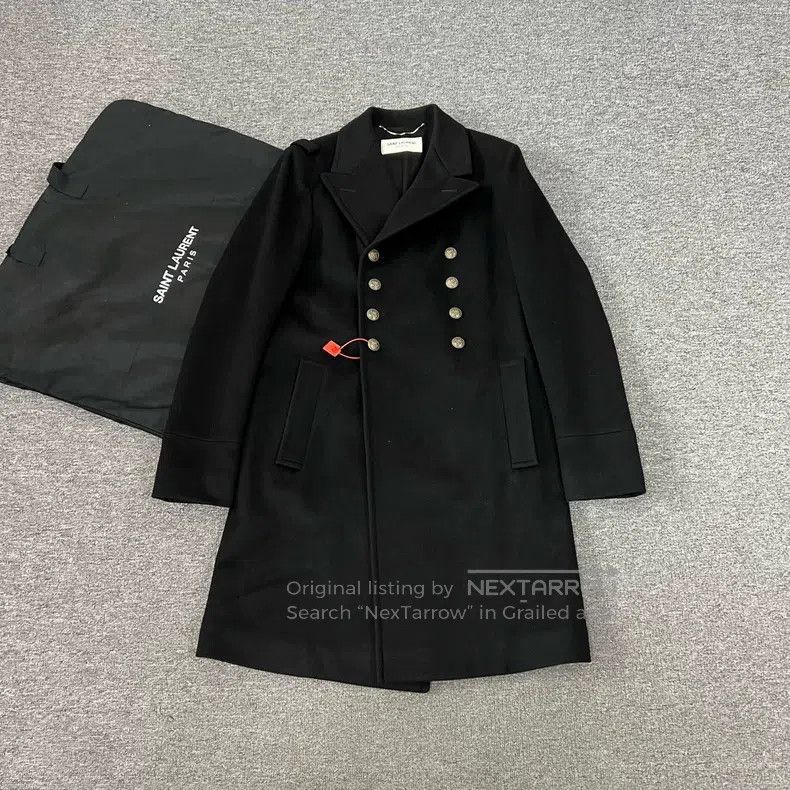 Saint Laurent Paris Double-breasted anchor gun collar navy